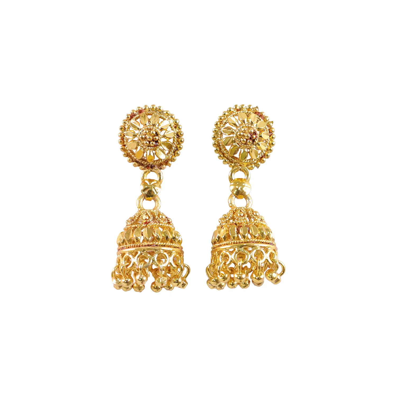 Beautiful Gold Plated Traditional Jhumka Earrings for Women Party Wear - Image 5