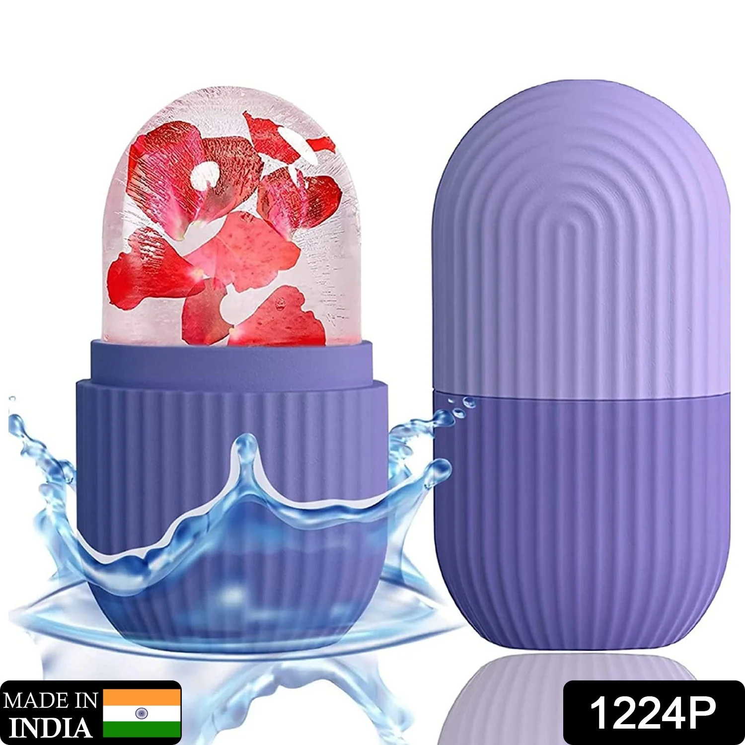 Beauty Ice Roller for Face & Eye Massage (Reusable, Purple / Without Box) - Image 2