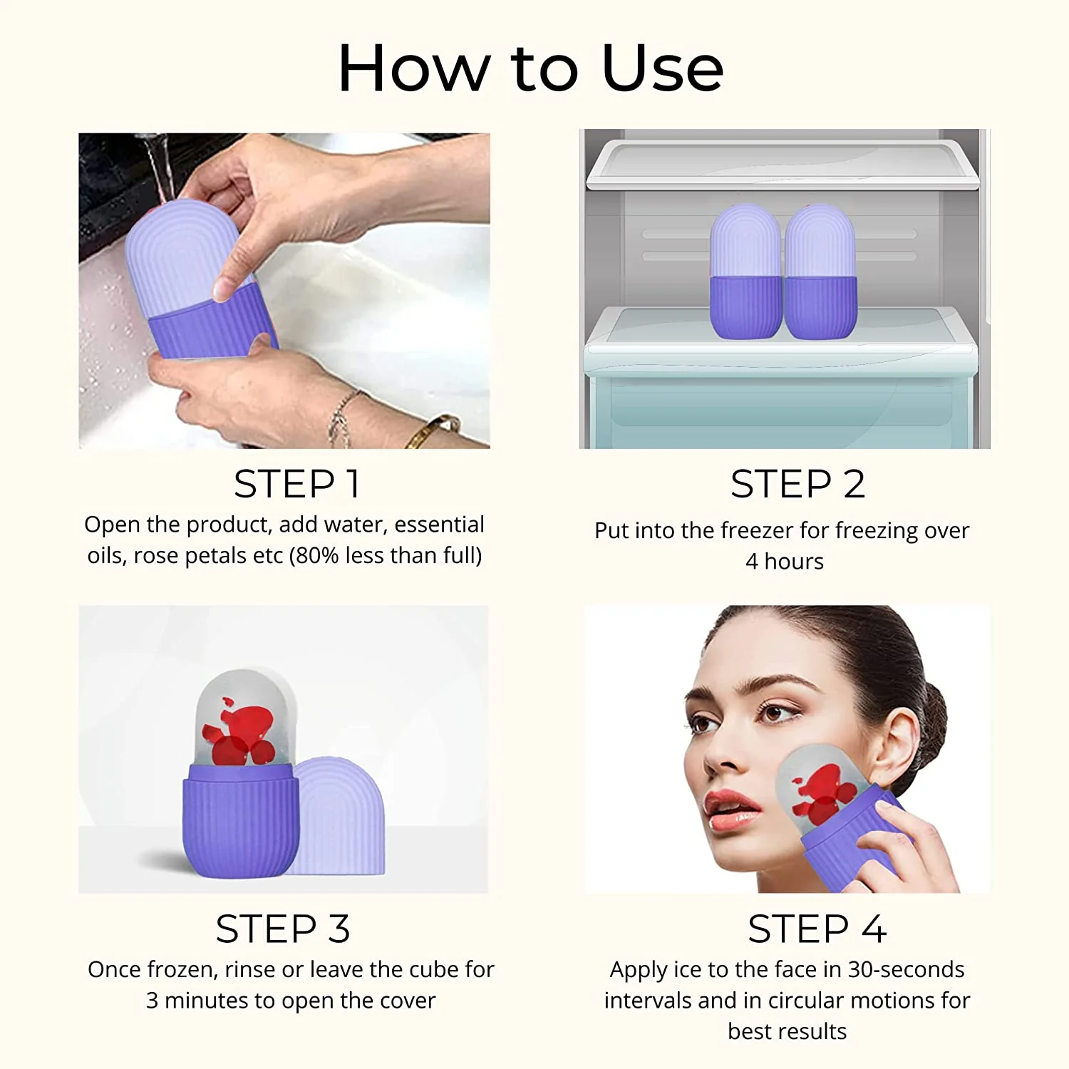Beauty Ice Roller for Face & Eye Massage (Reusable, Purple / Without Box) - Image 7