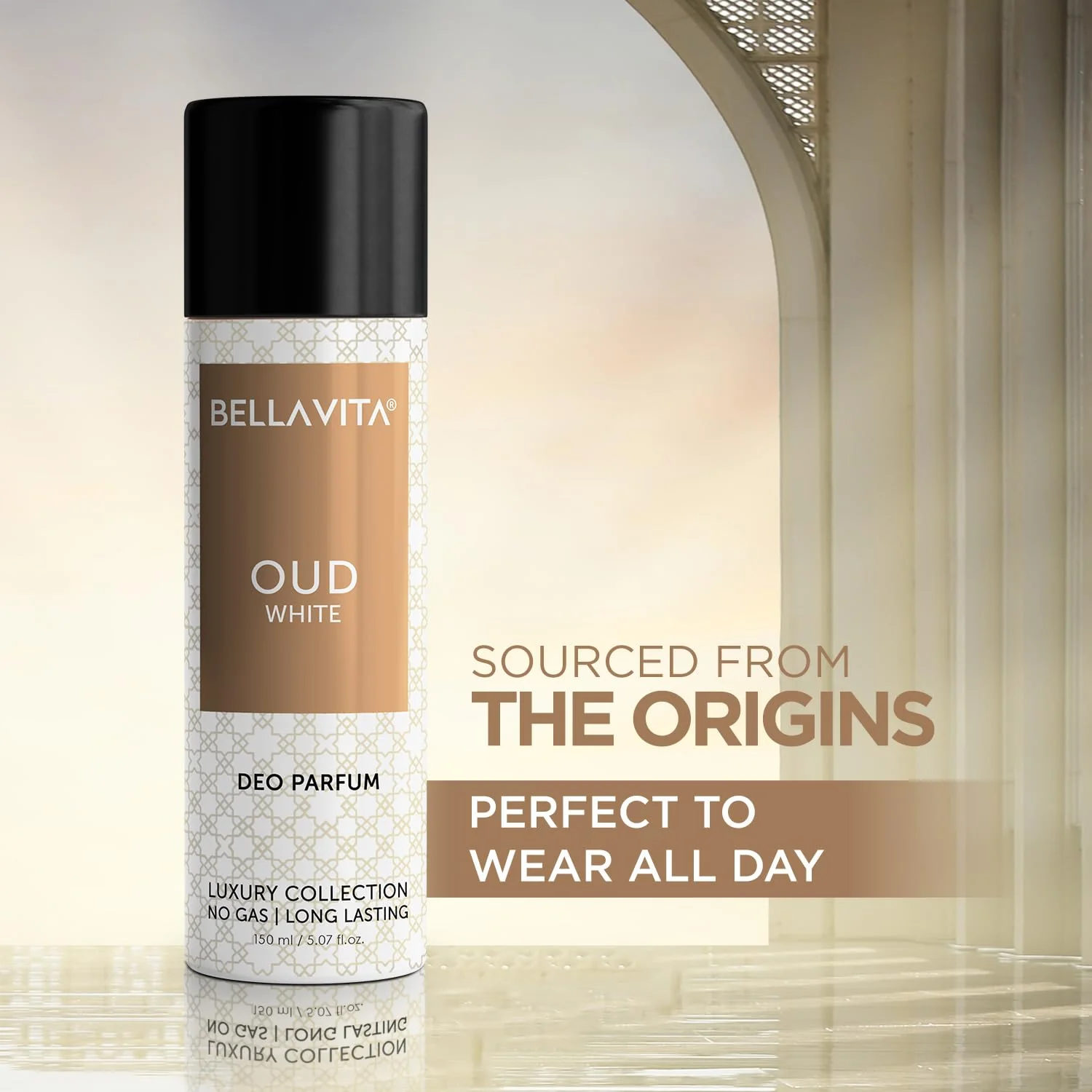 Bellavita Oud White Deo Perfume Body Spray for Men & Women 150 ML - Image 3