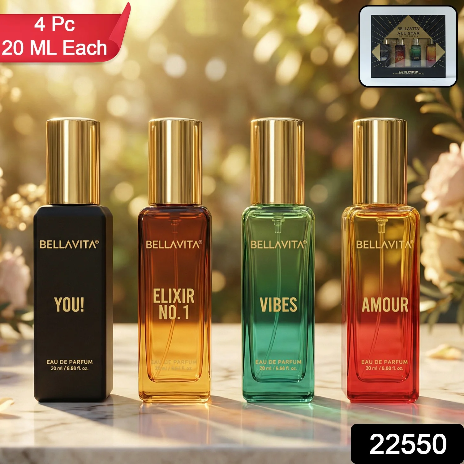 Bellavita Premium All Star Perfume Gift Set (4 Pc, 20 ML Each) - Image 2