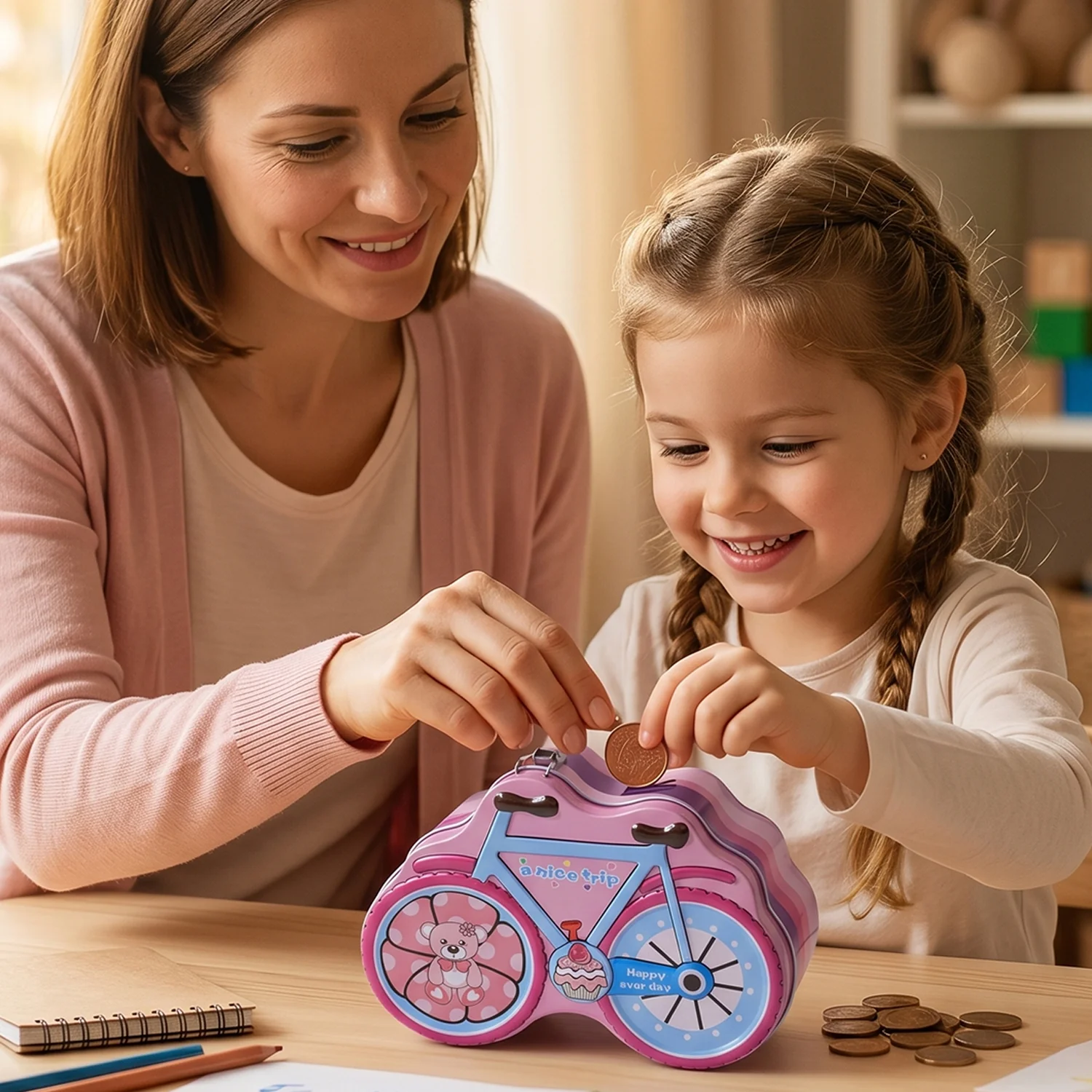 Bicycle Shape Piggy Bank With Lock & Key– 1 Pc, - Image 3