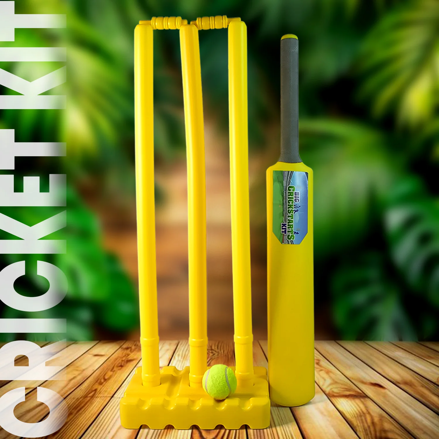 Cricket Kit with Bat, Rubber Ball, Bails, 3 Stumps & Stand Base - Image 5