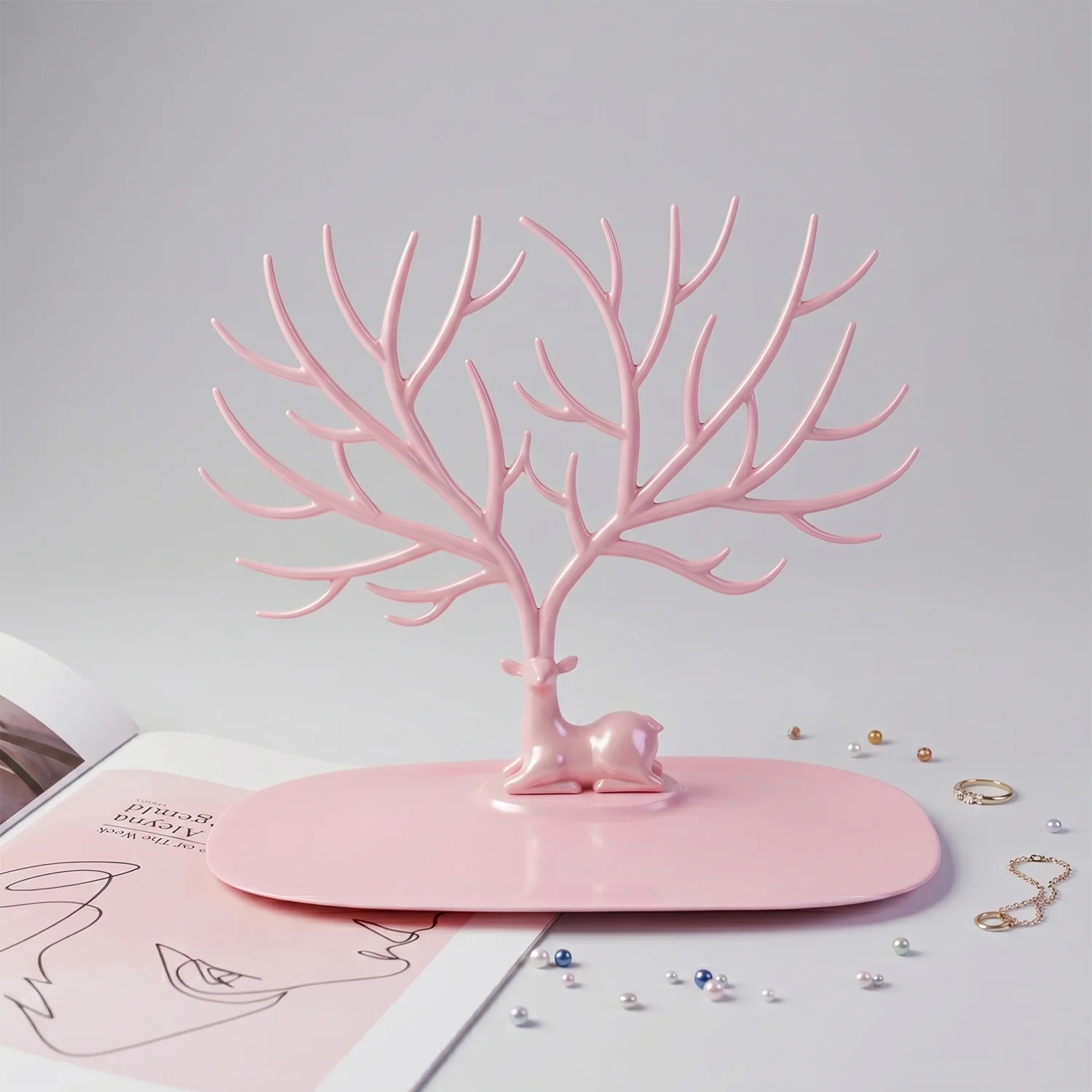 Big Deer Antlers Jewelry Stand Tree-Shaped Earring and Ring Organizer with Base - Image 4