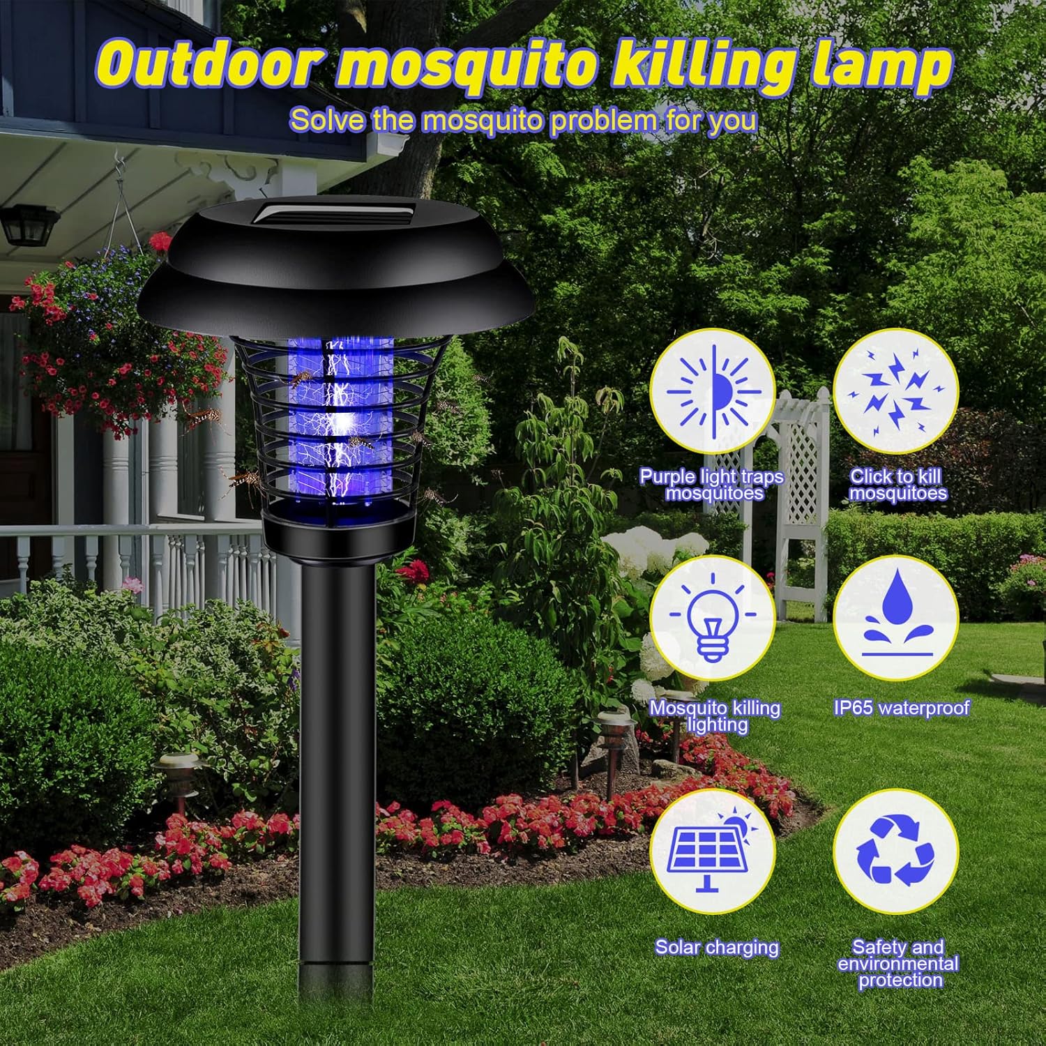 Big Garden Lighting UV LED Solar Powered Mosquito Trap and Bug Zapper (1 Pc) - Image 4