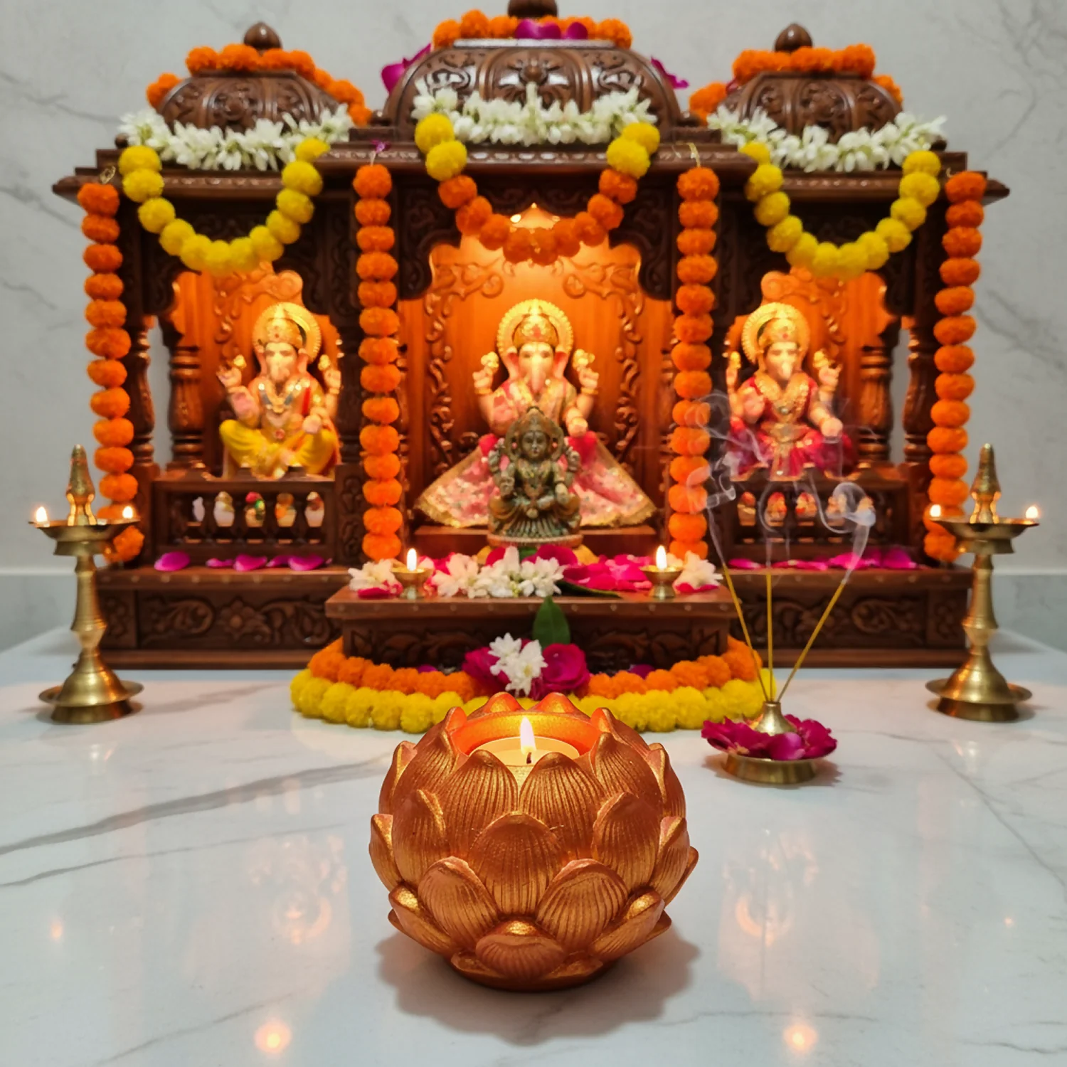 Big Kamal Lotus Decorative Diya Multi-Purpose Tealight Candle Holder - Image 7