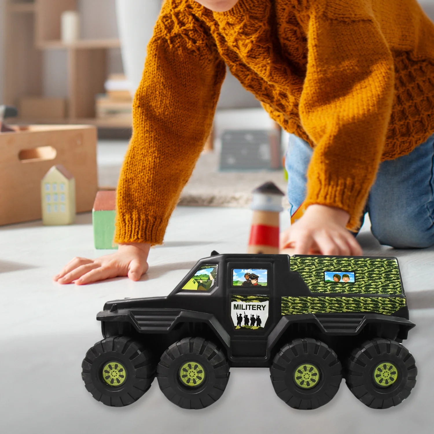 Big Military 8-Wheel Plastic Car Toy (1 Pc) - Image 7