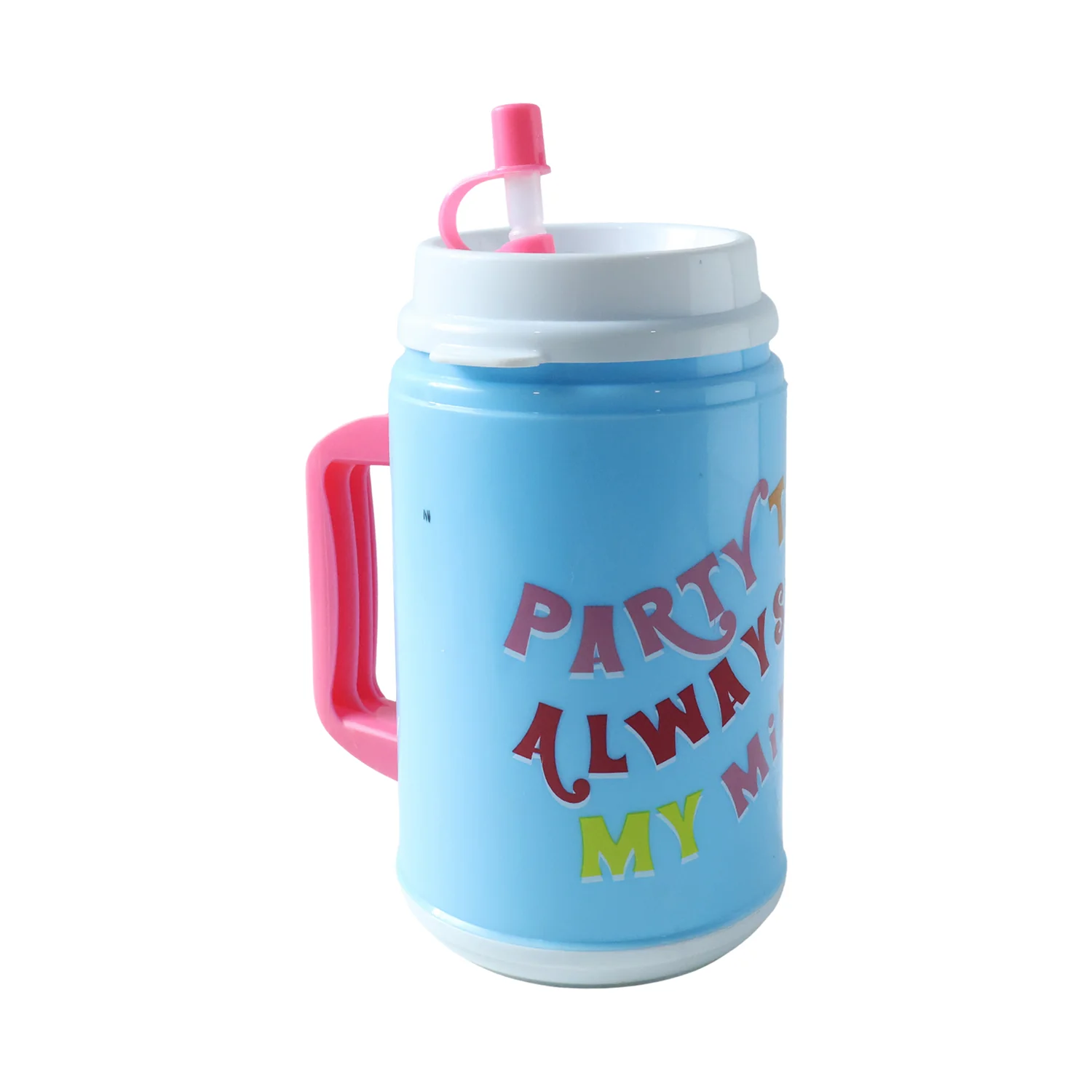 Big Plastic Insulated Mug With Straw (1 Pc, 709 ML) - Image 4