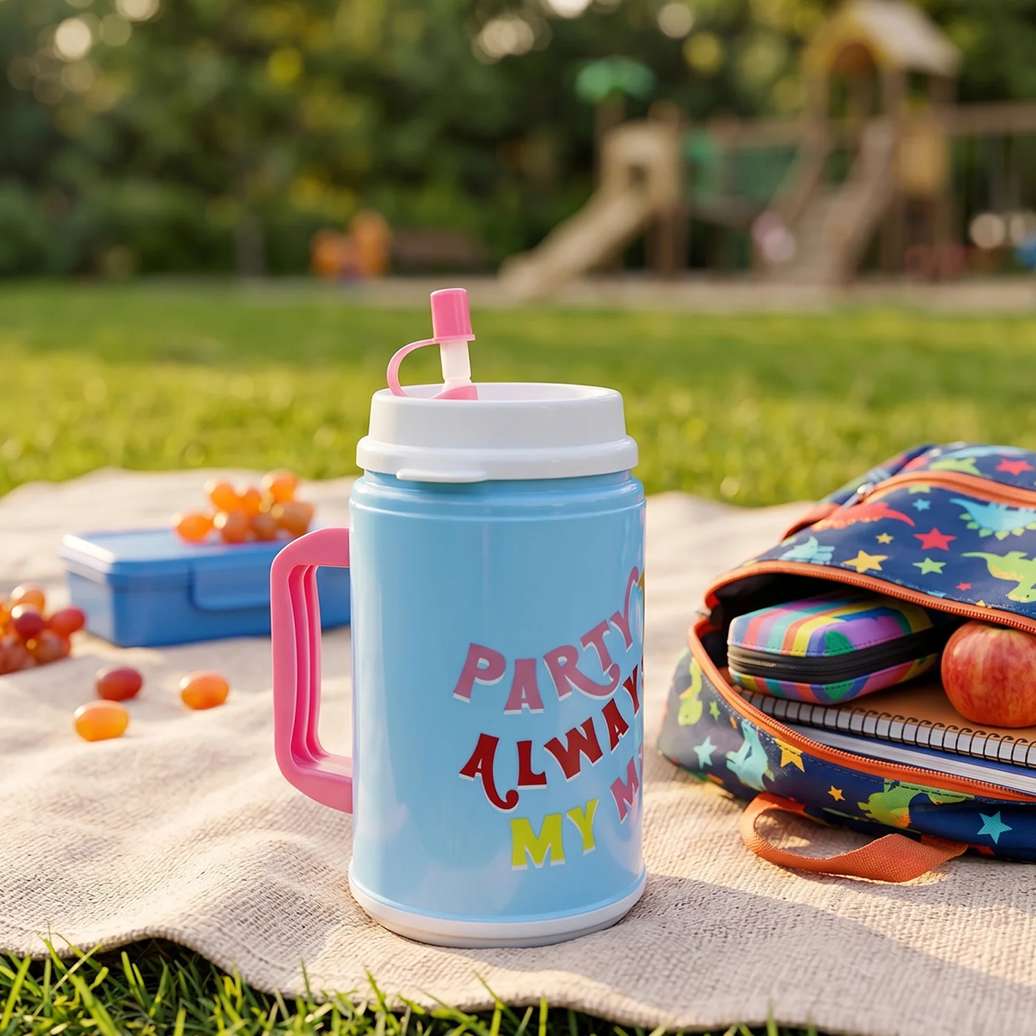 Big Plastic Insulated Mug With Straw (1 Pc, 709 ML) - Image 5