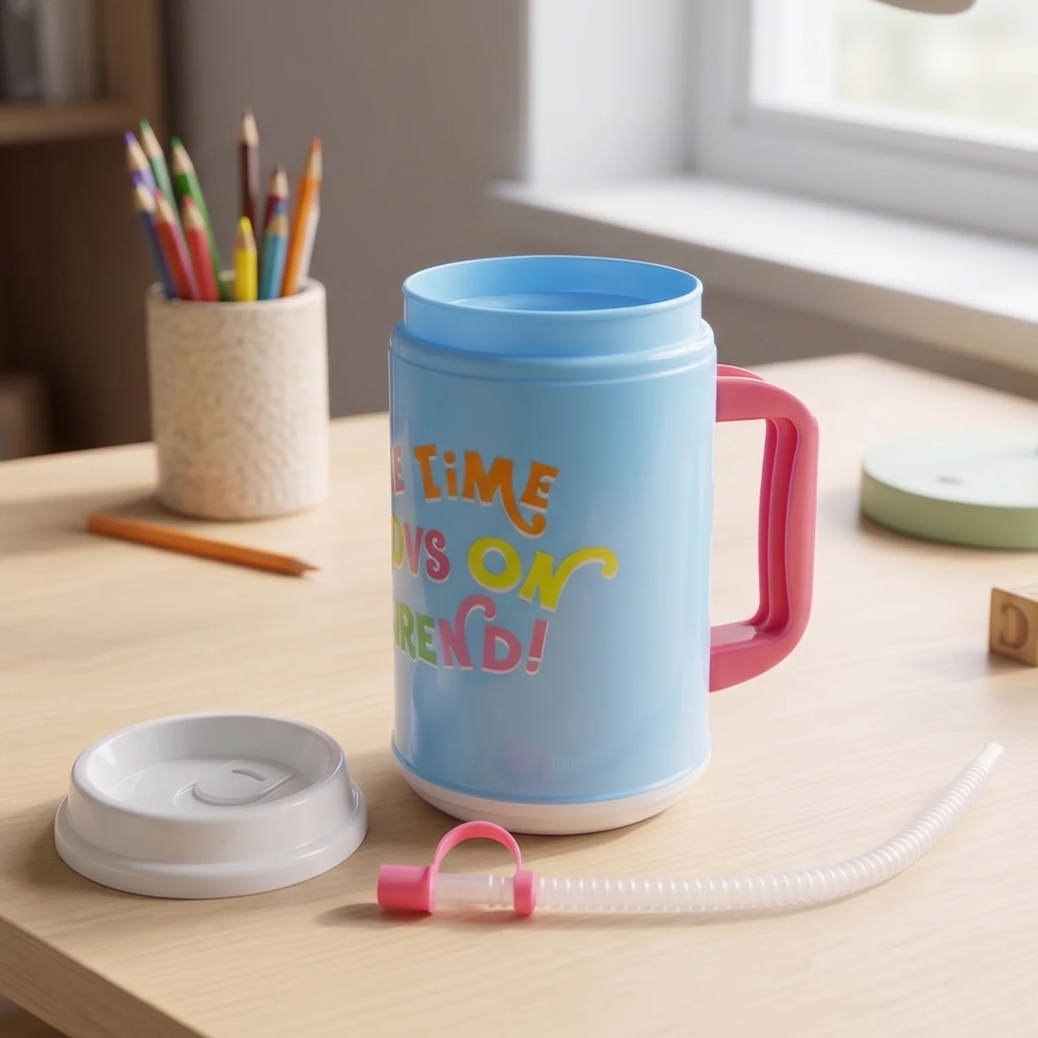Big Plastic Insulated Mug With Straw (1 Pc, 709 ML) - Image 8