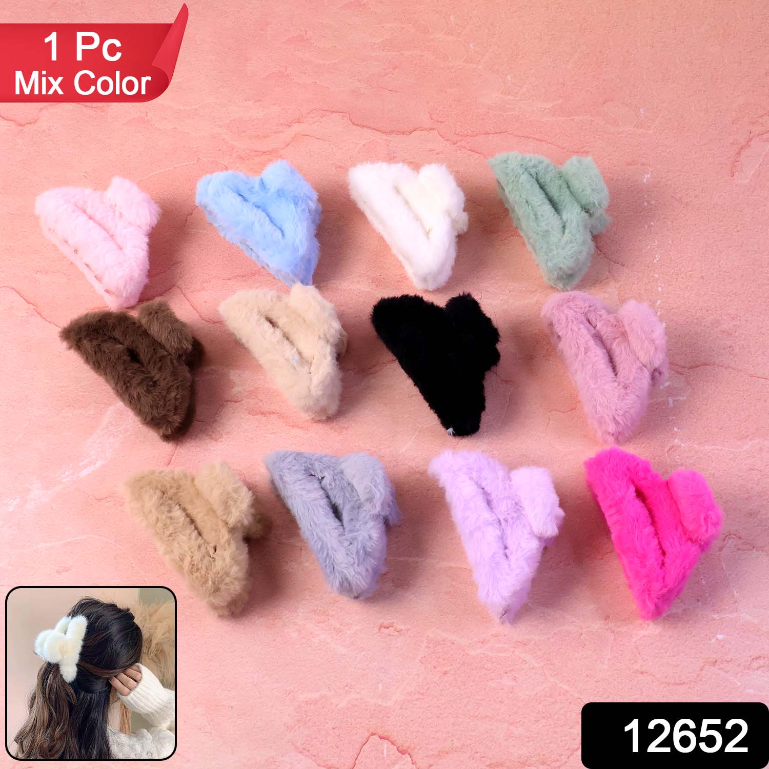 Big-Size Soft Faux Fur Hair Claw Clips (1 Pc) - Image 2