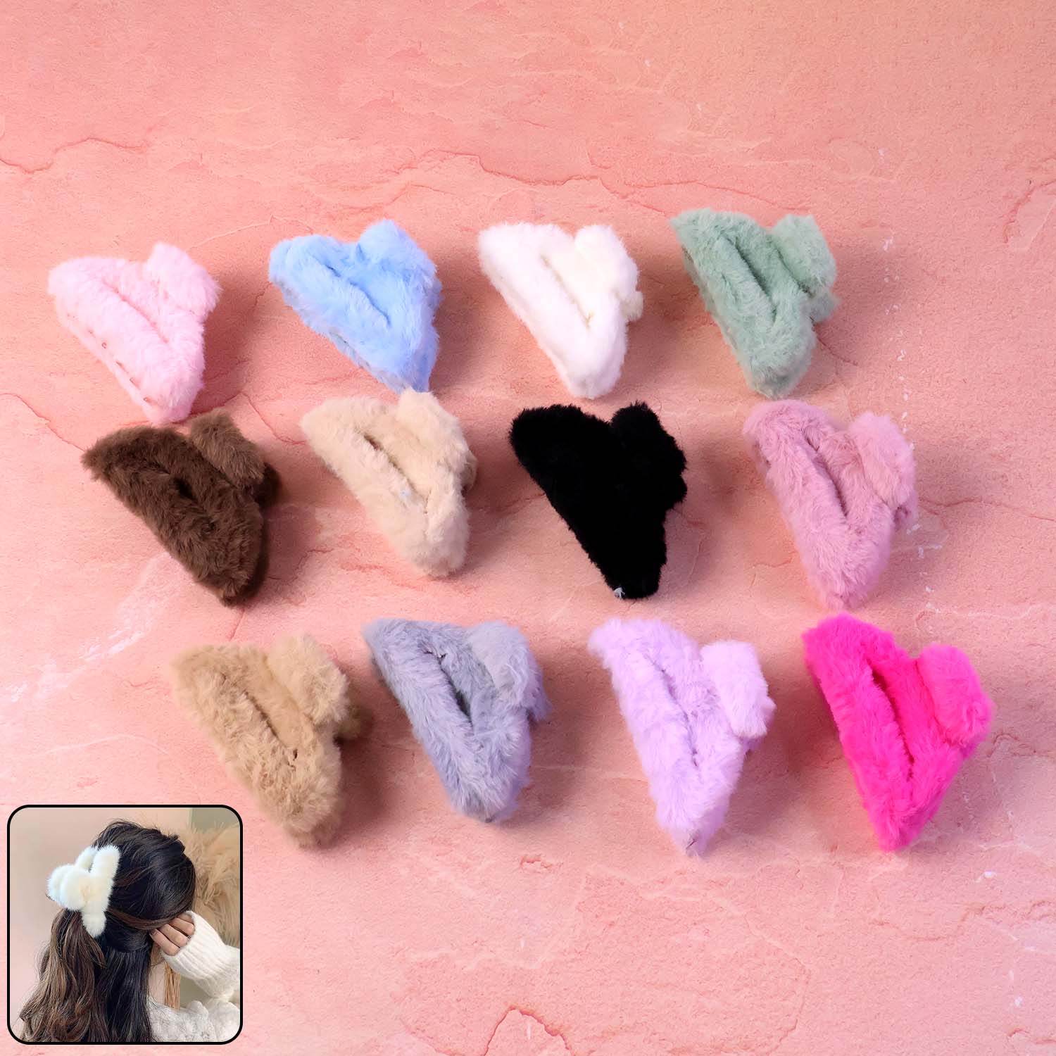 Big-Size Soft Faux Fur Hair Claw Clips (1 Pc) - Image 3