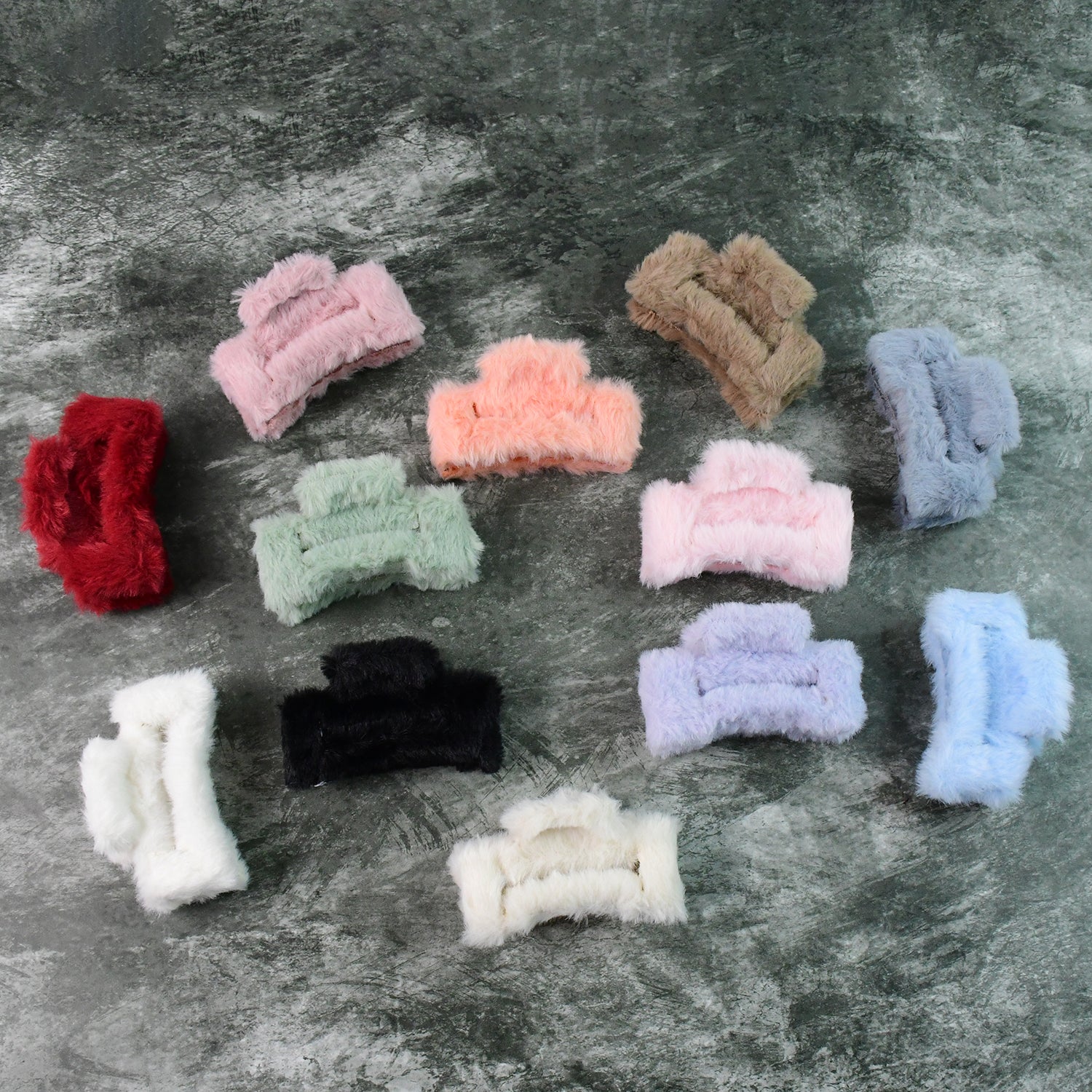 Big-Size Soft Faux Fur Hair Claw Clips (12 Pc) - Image 3