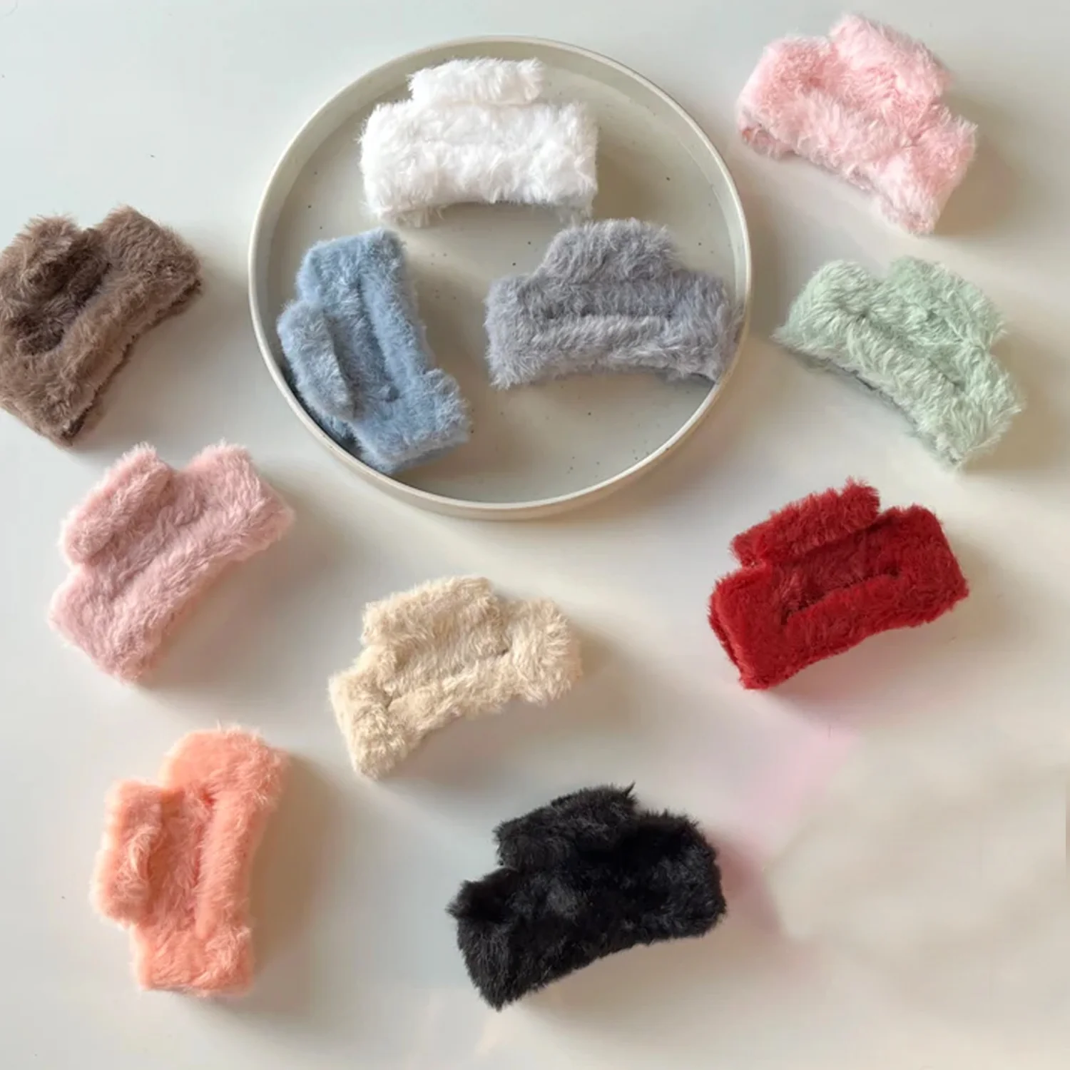Big-Size Soft Faux Fur Hair Claw Clips (12 Pc) - Image 9