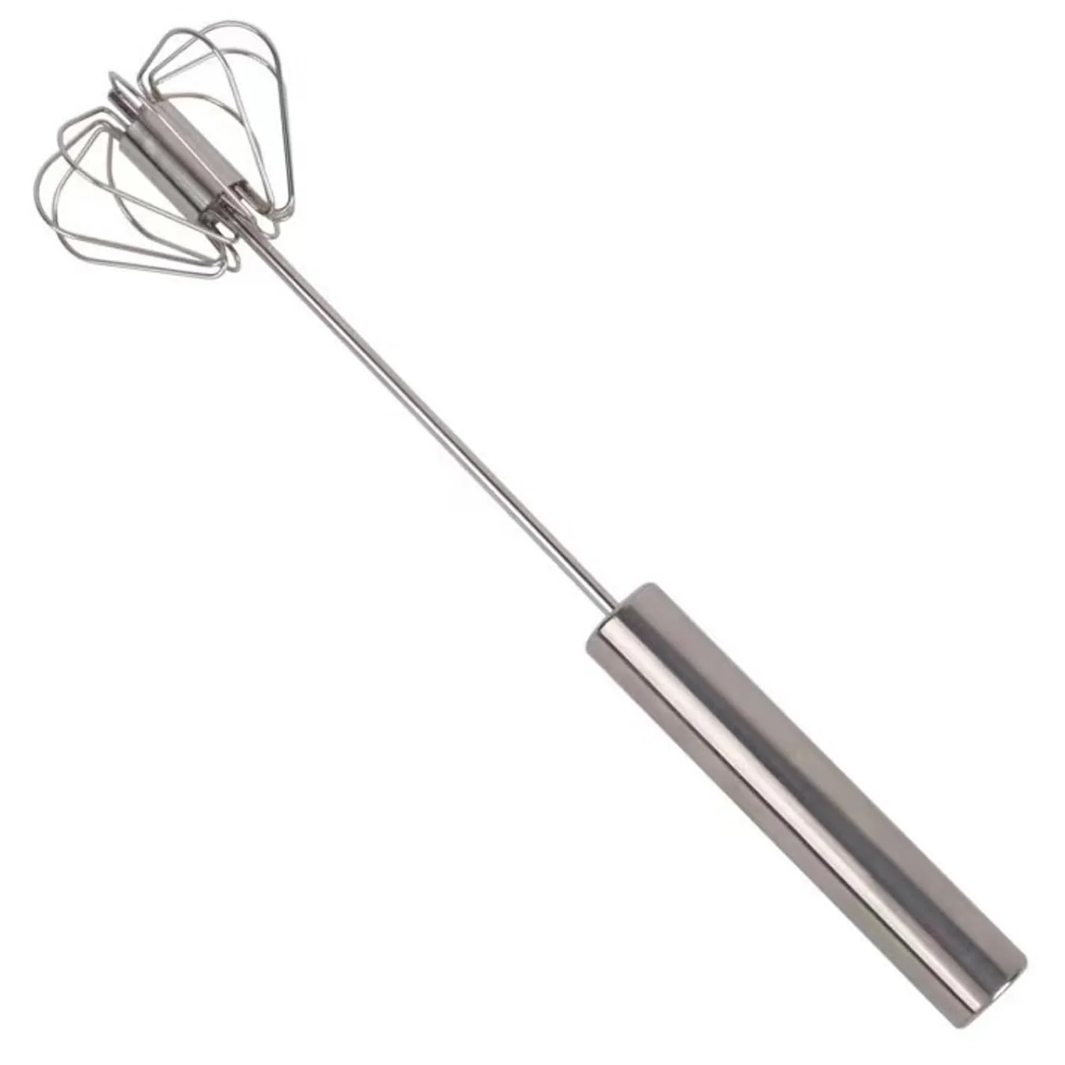 Big Stainless Steel Egg Whisk, Hand Push Rotary Whisk Blender (1 Pc / 35 Cm) - Image 4