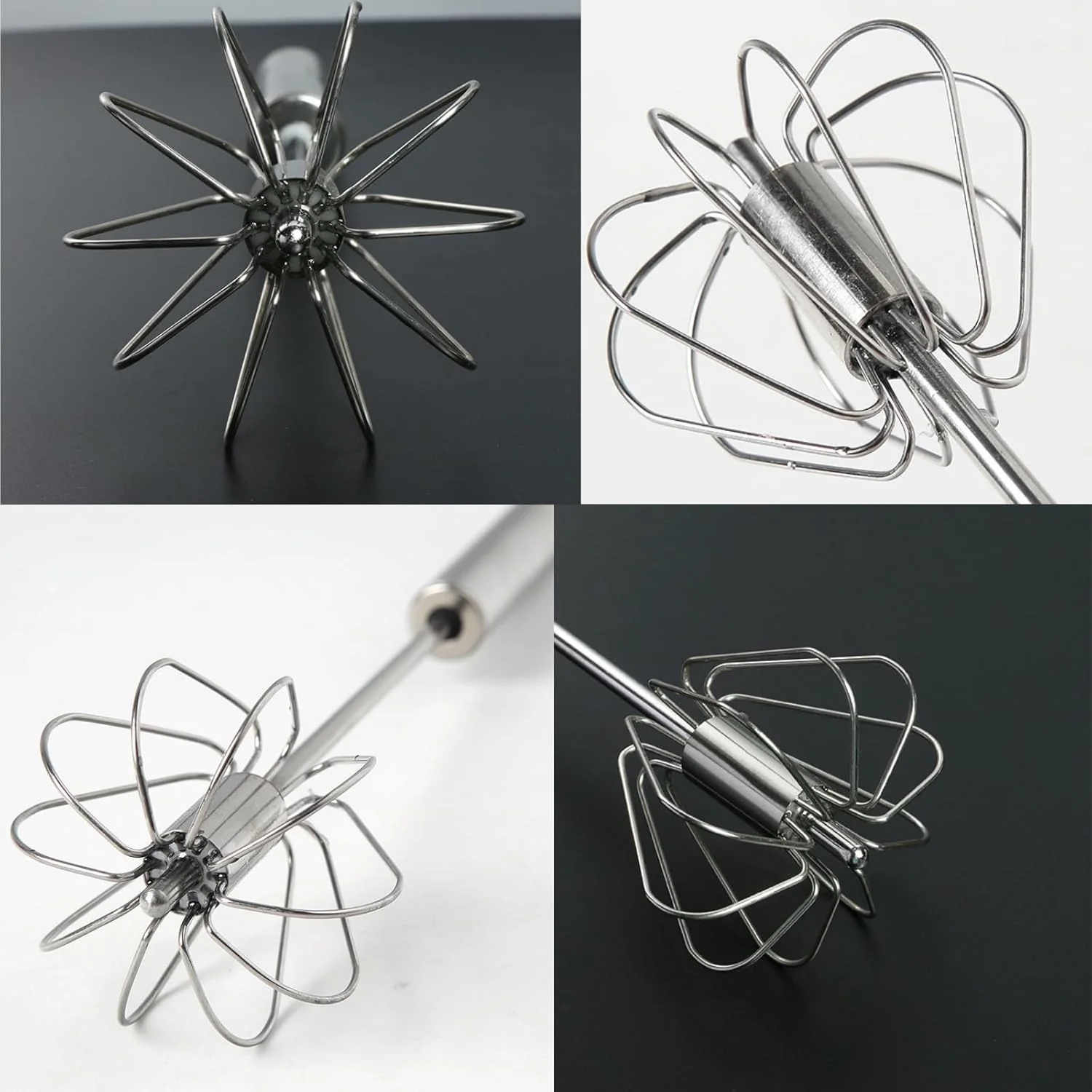 Big Stainless Steel Egg Whisk, Hand Push Rotary Whisk Blender (1 Pc / 35 Cm) - Image 7
