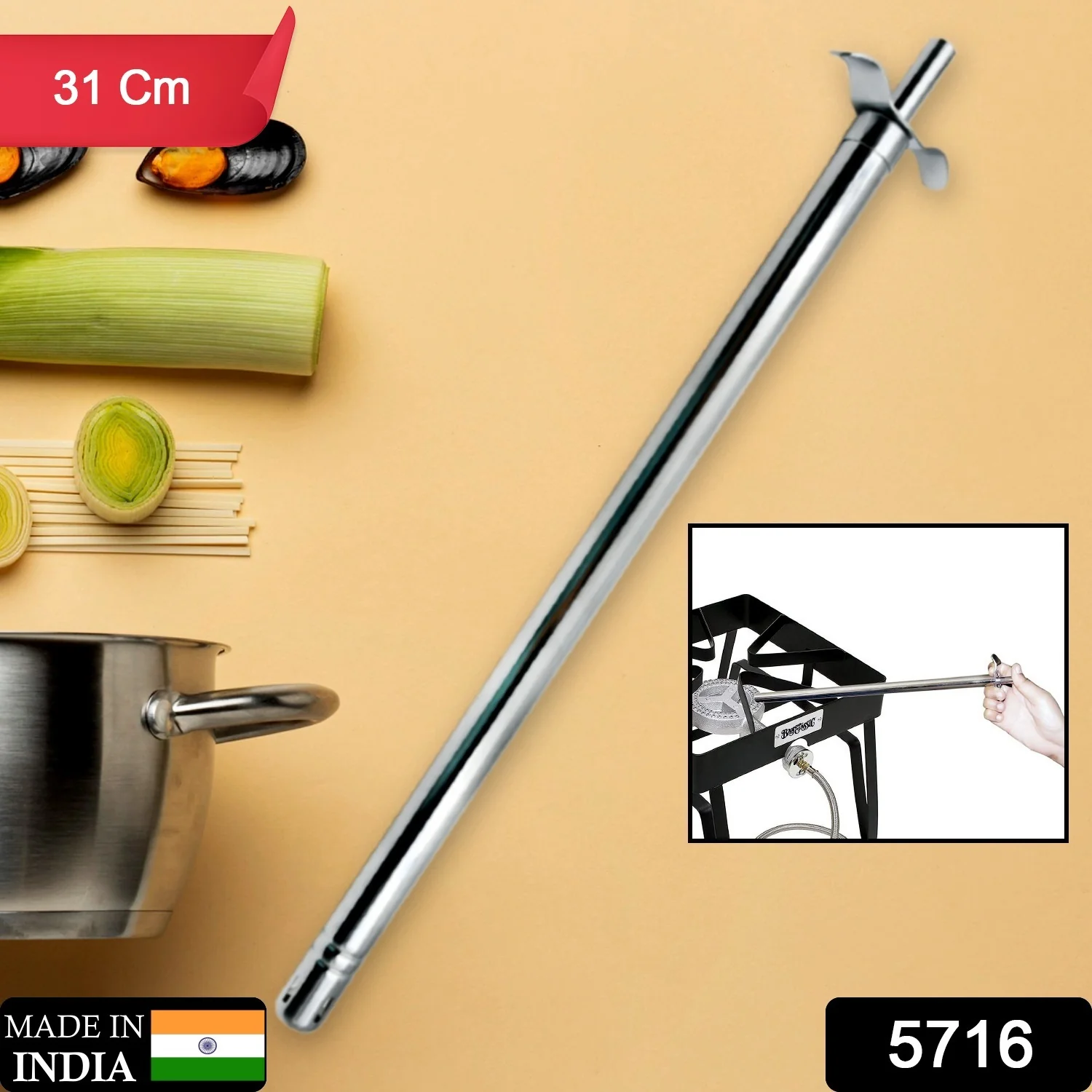 Stainless Steel Gas Lighter - Long Spark Kitchen Stoves & Restaurants (31 Cm / 1 Pc) - Image 10