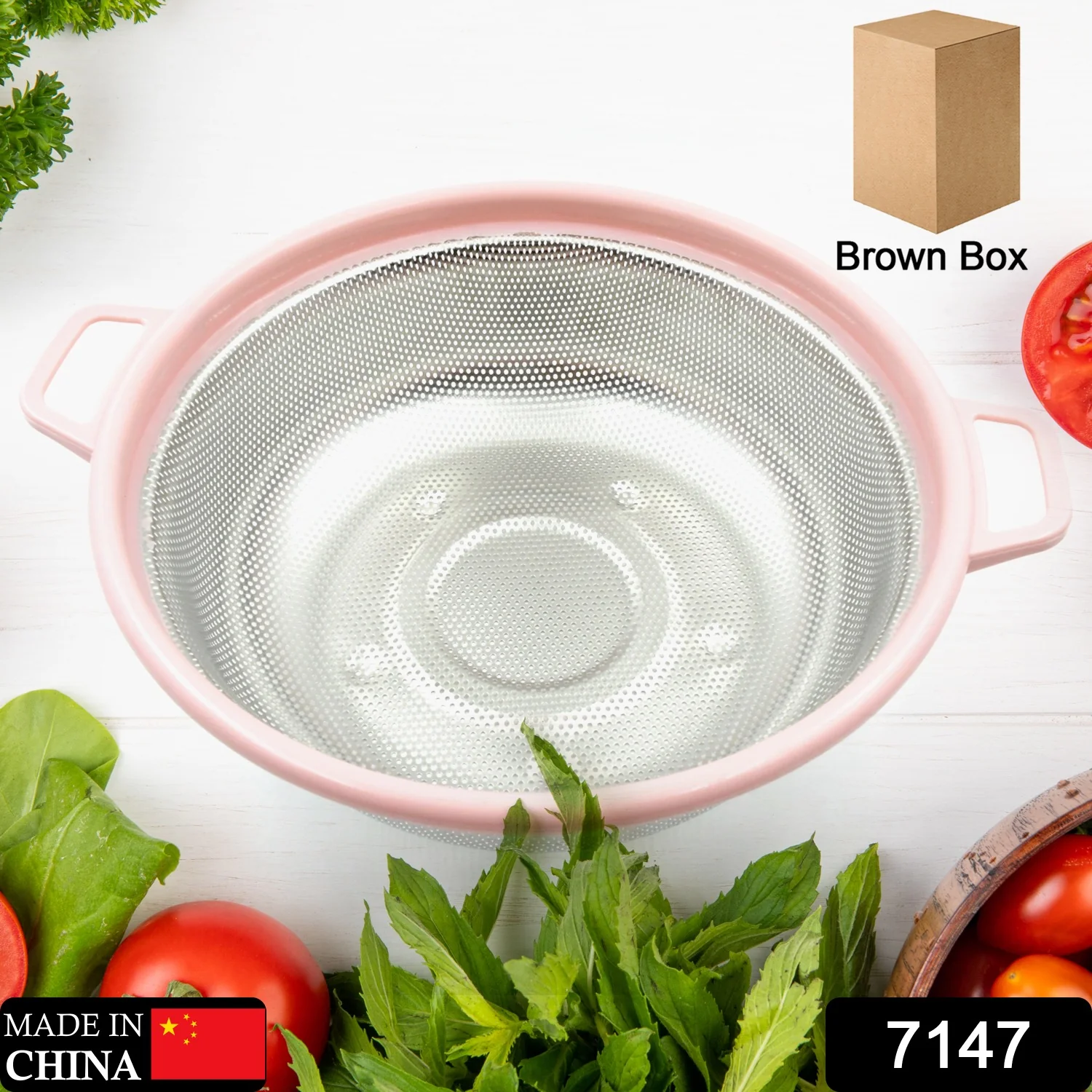 Stainless Steel Colander with Handle - Large Metal Mesh Basket Strainer (1 pc) - Image 2