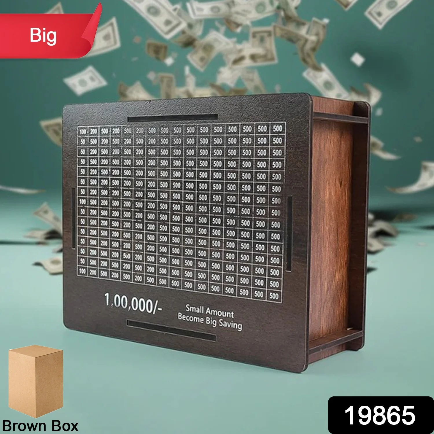 Big Wooden Savings Challenge Money Bank / Piggy Bank - (1 Pc) - Image 2