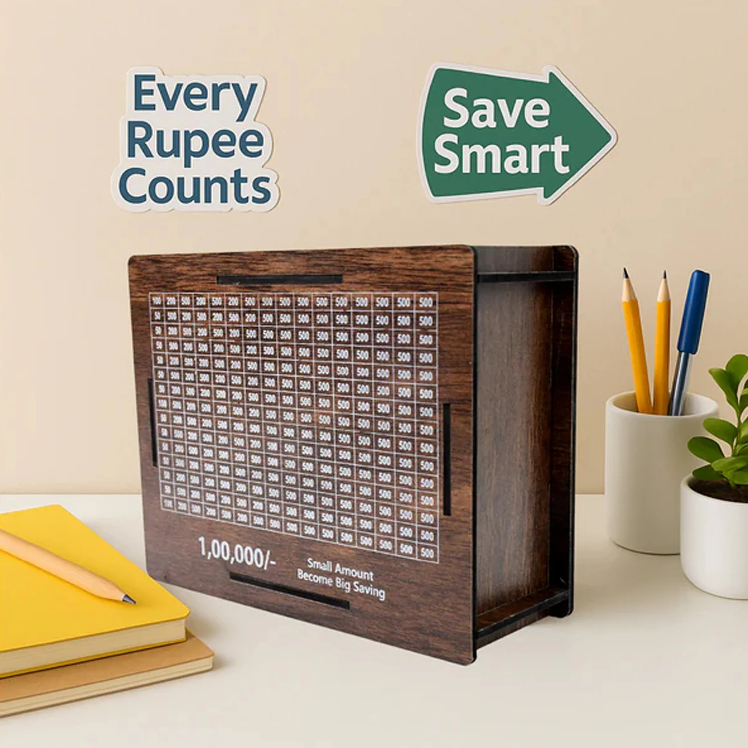 Big Wooden Savings Challenge Money Bank / Piggy Bank - (1 Pc) - Image 8