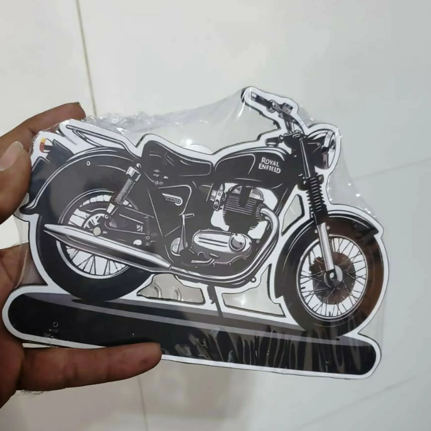 Bike Design Royal Enfield Style Wooden Key Holder with 5 Hooks - Image 4