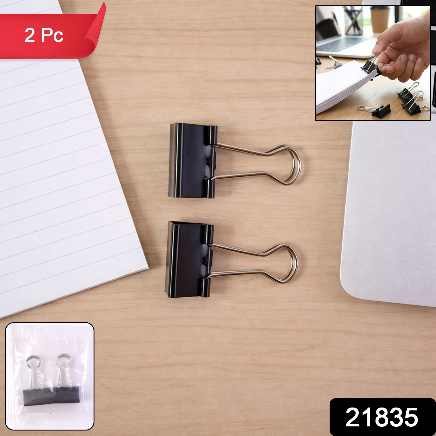Binder Clip Paper Holder (2 Pc / 19mm) - Image 2
