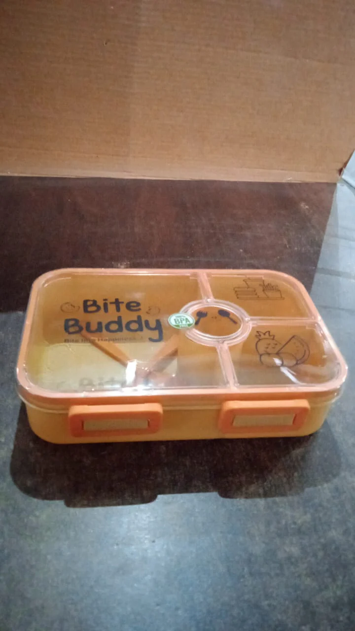 Bite Buddy 4-Compartment Leak-Resistant Plastic Lunch Box with Spoon & Fork - Image 7