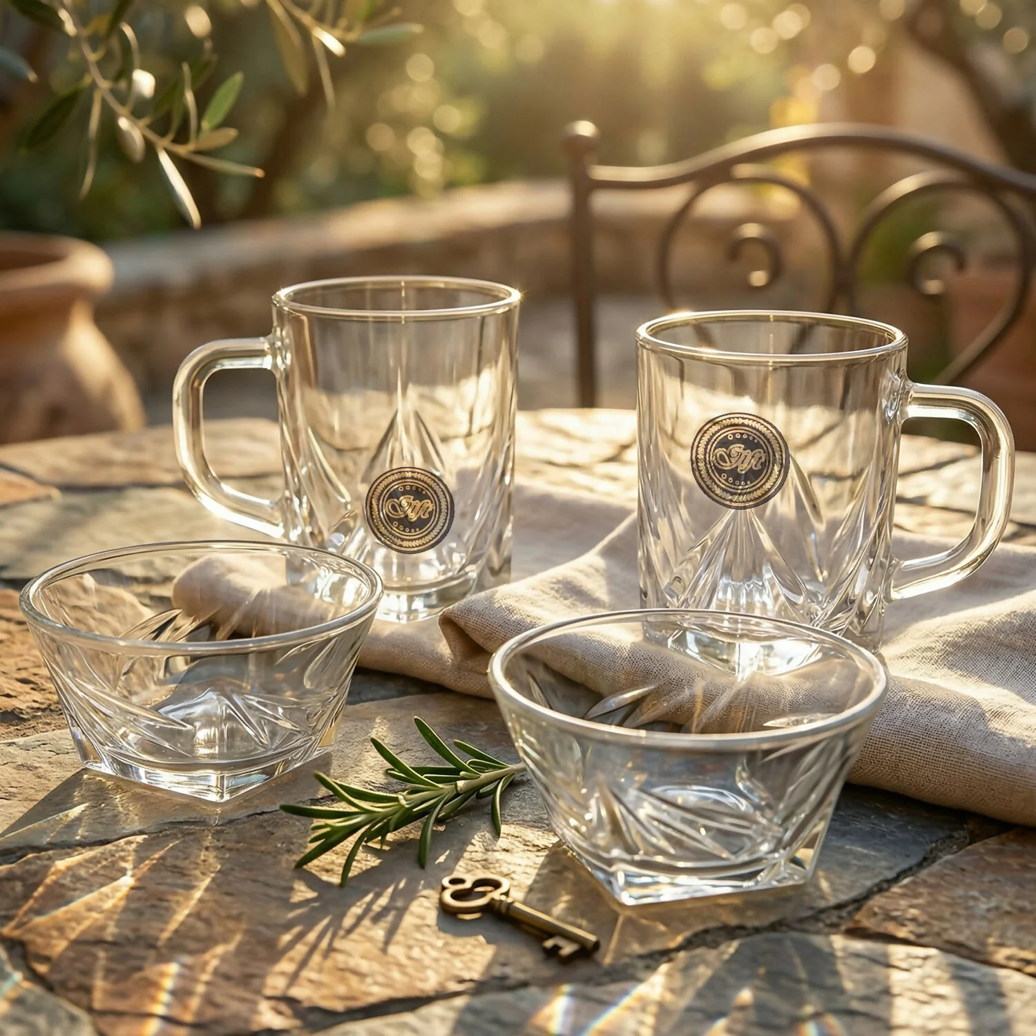 Black Berry 4-Piece Glassware Gift Set - 2 Elegant Coffee Mugs & 2 Crystal Snacks Bowls | Premium Transparent Crockery Set for Home & Gifting - Image 4