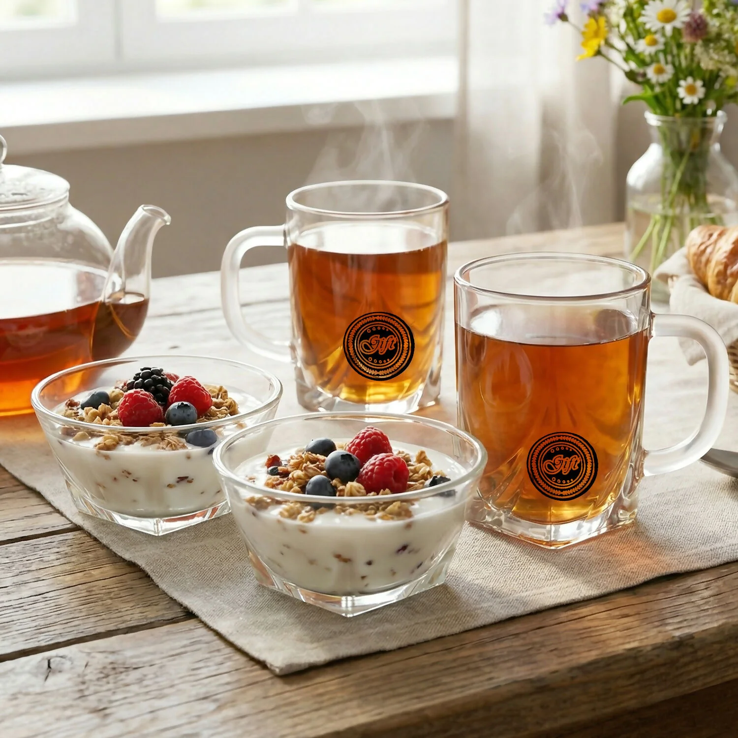 Black Berry 4-Piece Glassware Gift Set - 2 Elegant Coffee Mugs & 2 Crystal Snacks Bowls | Premium Transparent Crockery Set for Home & Gifting - Image 5
