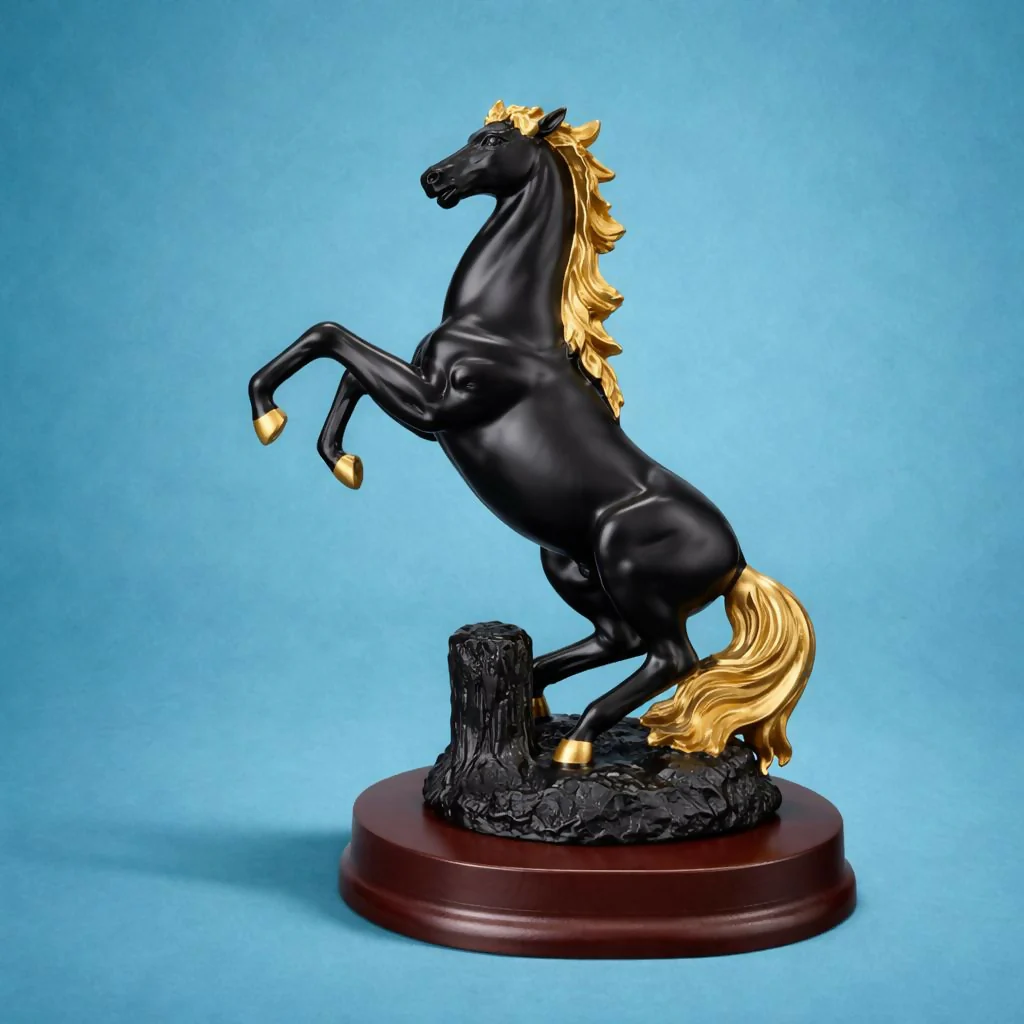 Black Elegant Horse Showpiece Statue for Home Decor Tabletop - Image 4