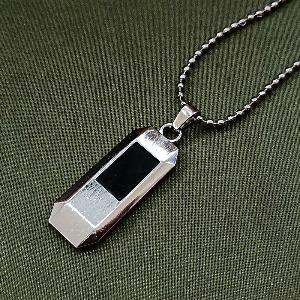 Black Enamel Chain Pendant For Men - Image 3