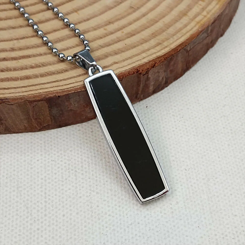 Black Enamel Chain Pendant For Men - Image 2