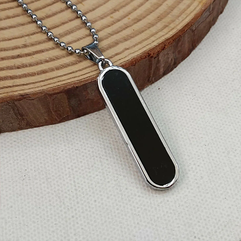 Black Enamel Chain Pendant For Men - Image 2