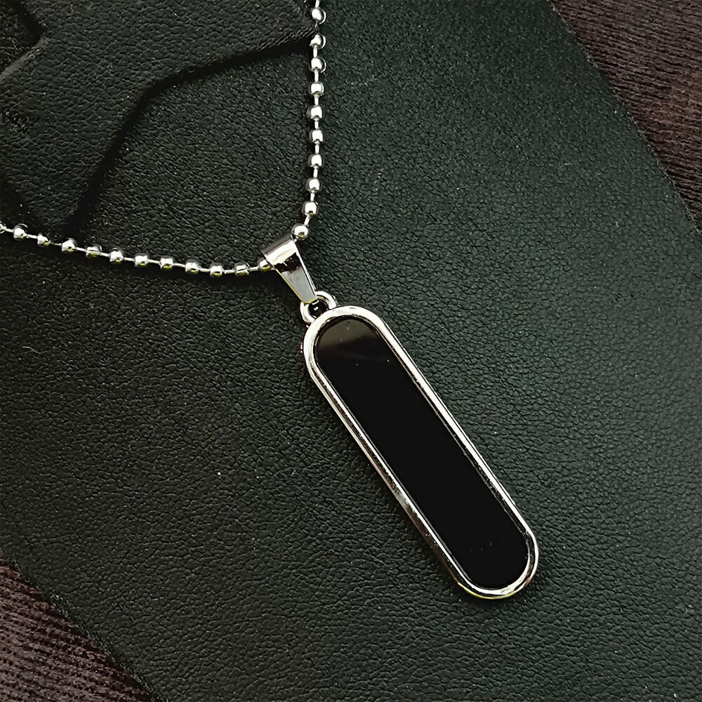 Black Enamel Chain Pendant For Men - Image 3