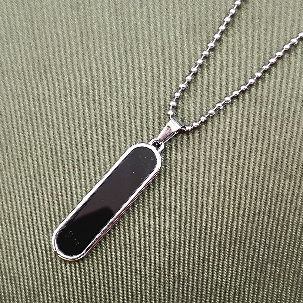 Black Enamel Chain Pendant For Men - Image 4