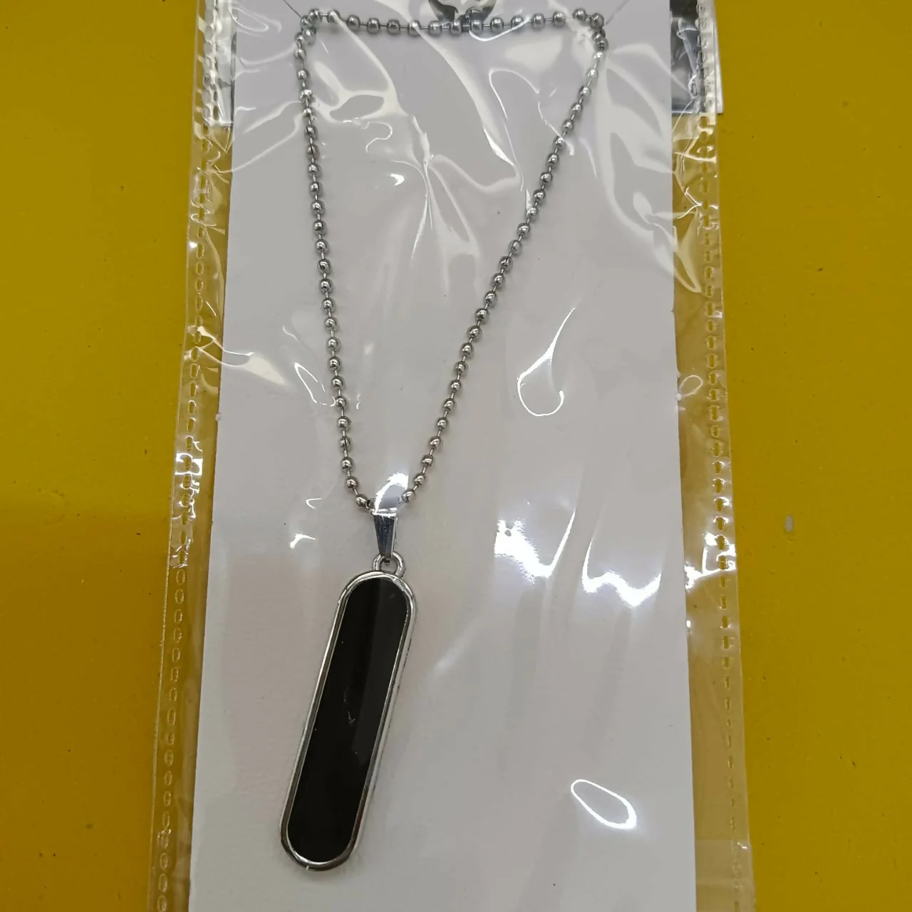Black Enamel Chain Pendant For Men - Image 5