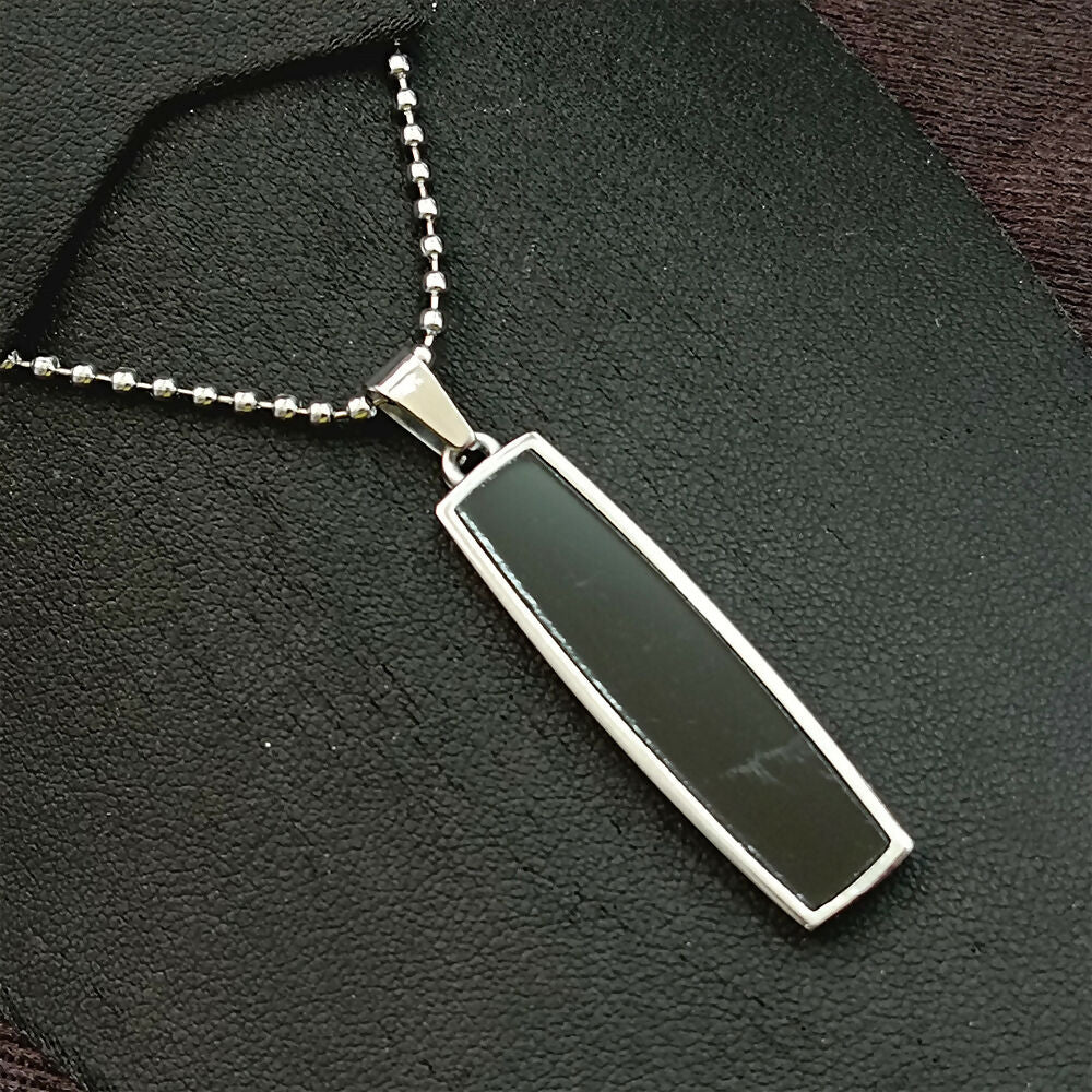 Black Enamel Chain Pendant For Men - Image 3