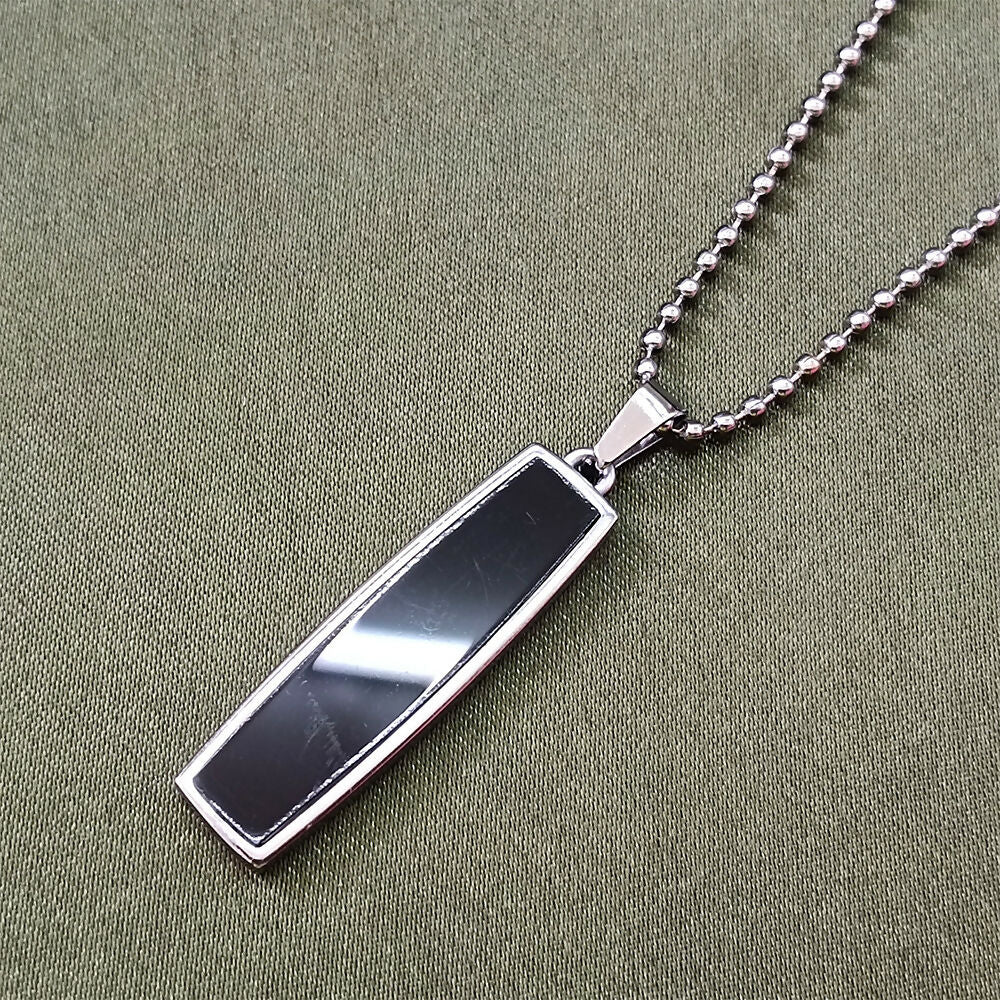 Black Enamel Chain Pendant For Men - Image 4