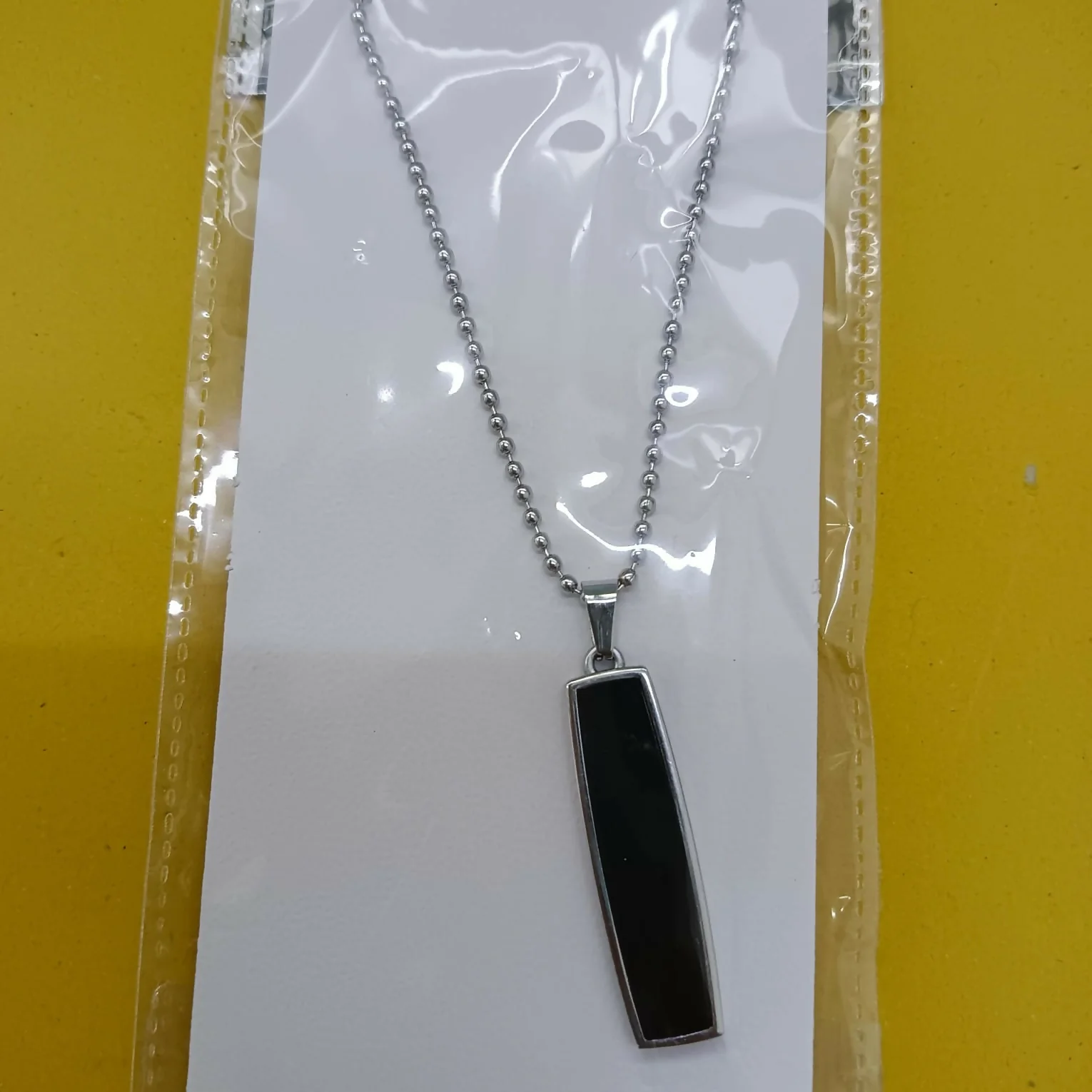 Black Enamel Chain Pendant For Men - Image 5