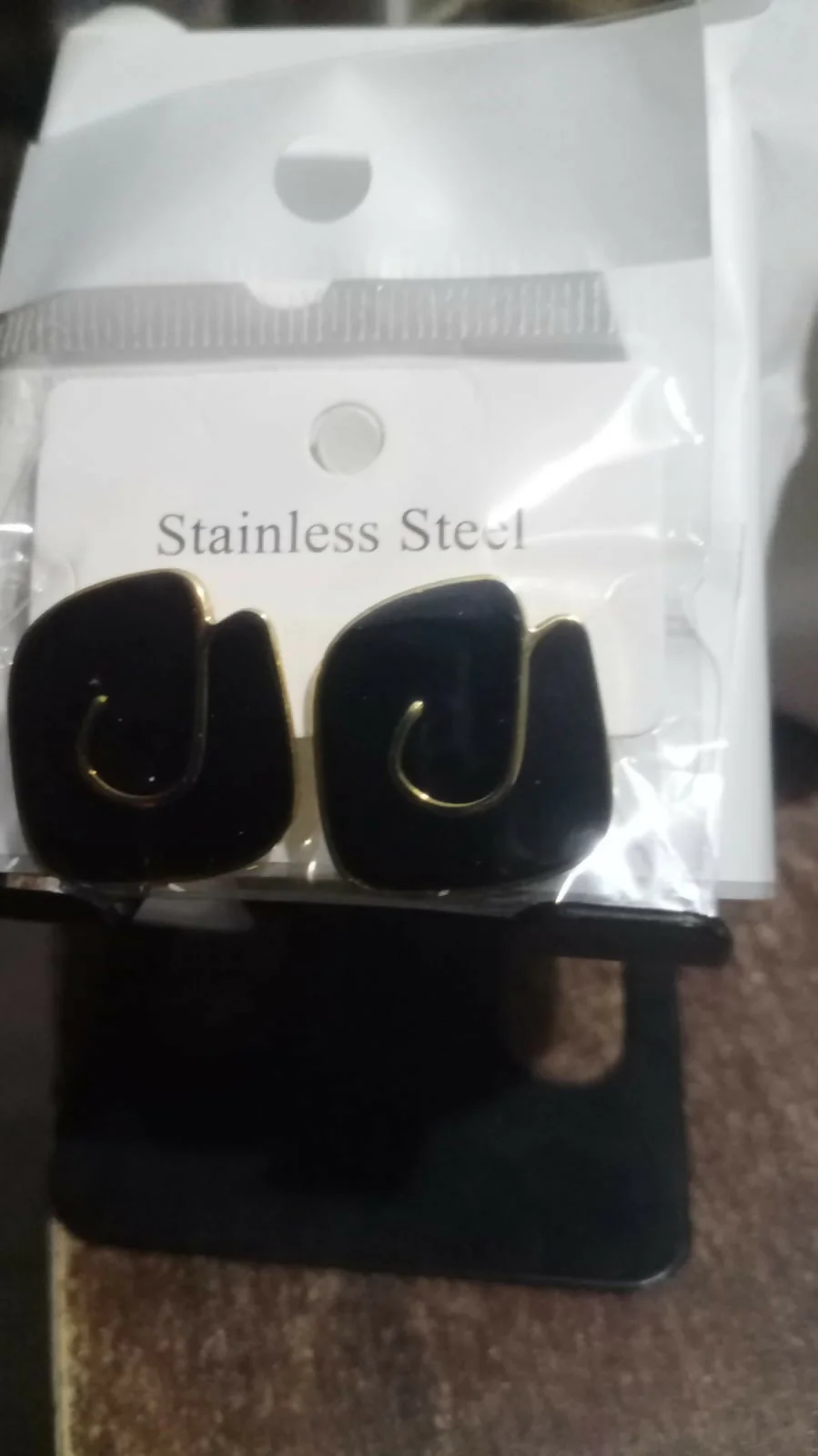 Black Geometric Enamel Stud Earrings for Women Trendy Daily Wear Jewelry - Image 7