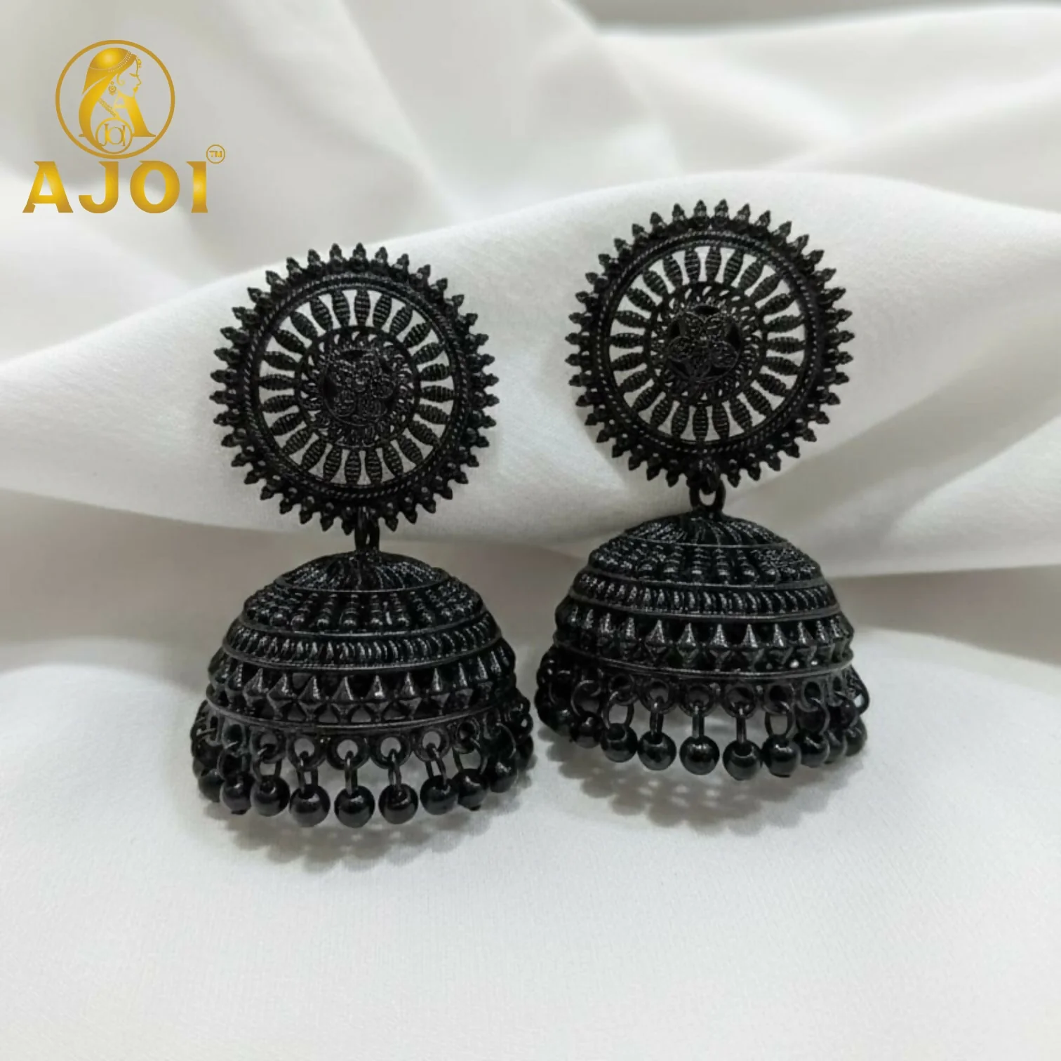 Black Oxidized Traditional Earrings - Image 4
