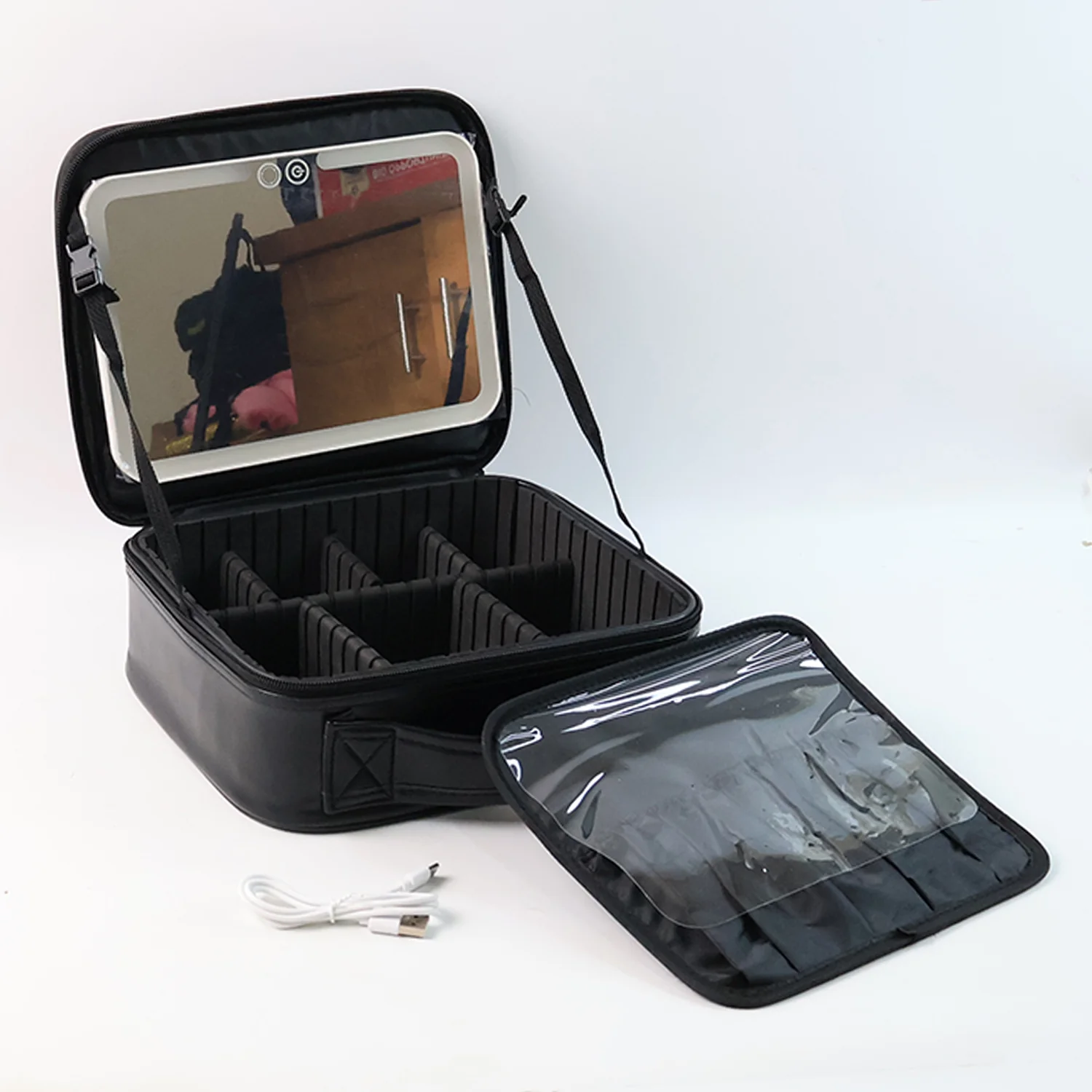Black Premium LED Light Makeup Organizer Box (1 Pc) - Image 5