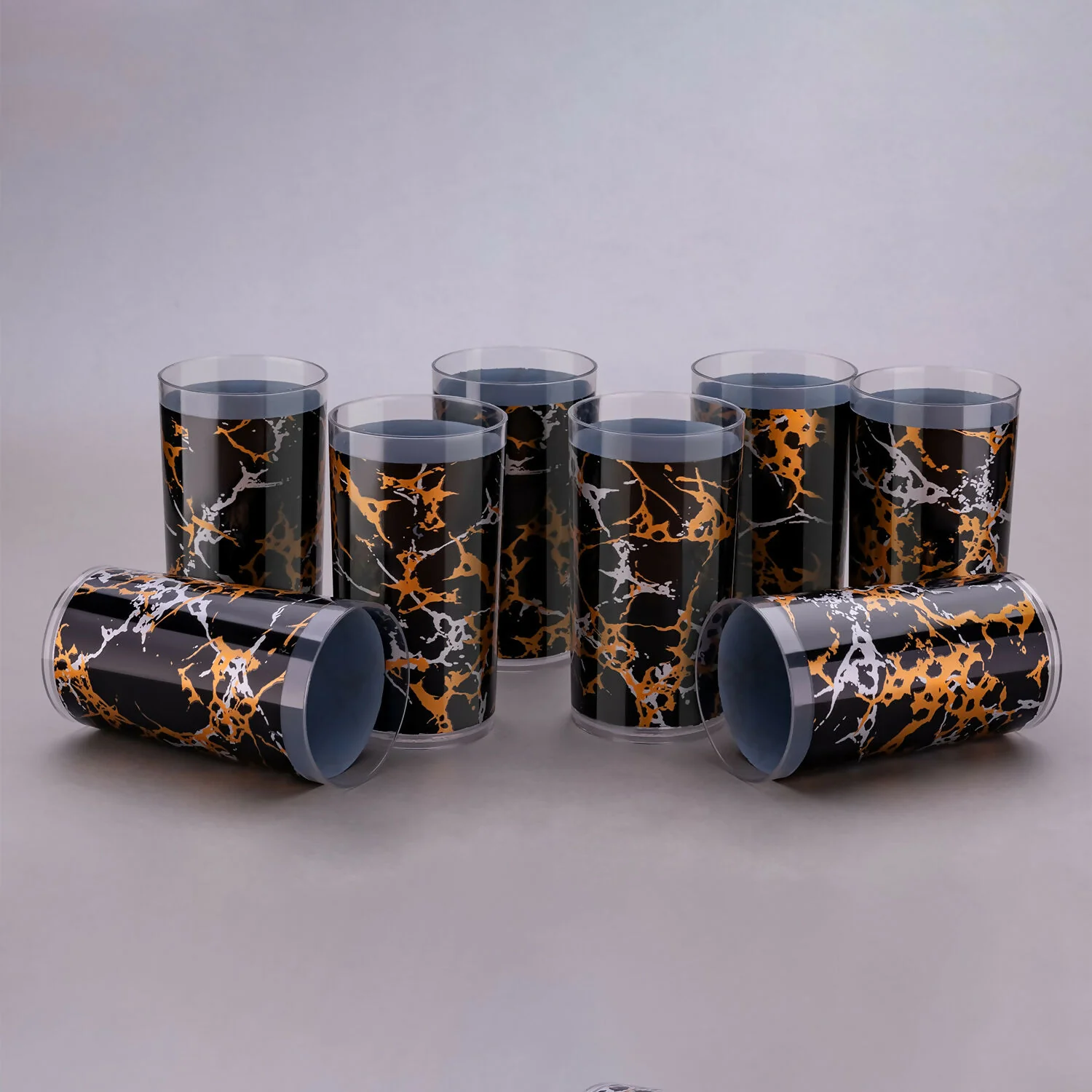 Black Printed Unbreakable glass (pack of 6 ) - Image 2