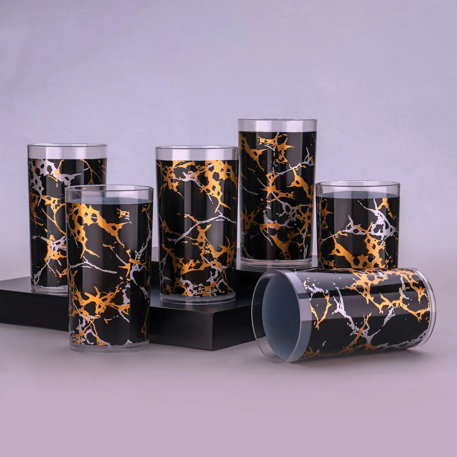 Black Printed Unbreakable glass (pack of 6 ) - Image 3