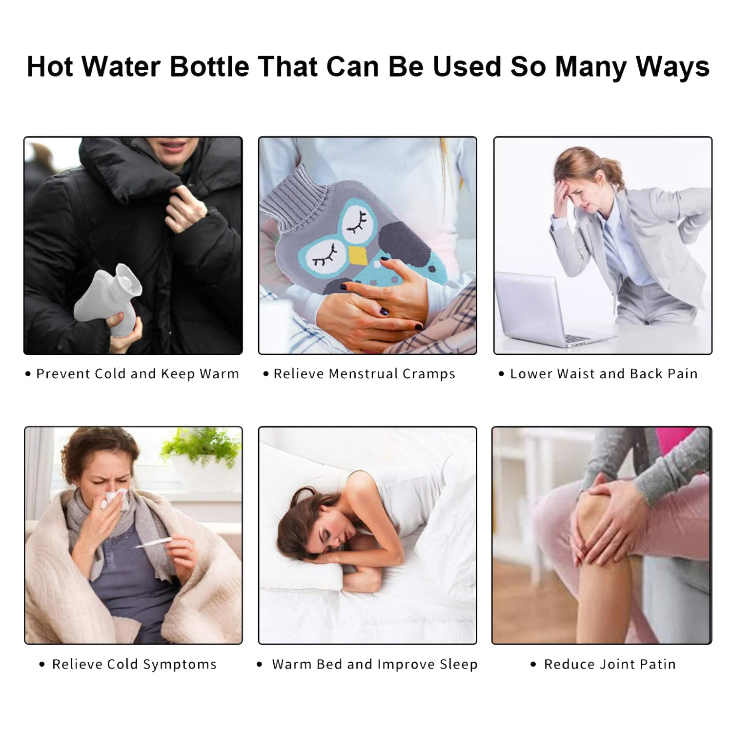 Black Small Hot Water Bag with Cover – Pain Relief & Warmer - Image 3