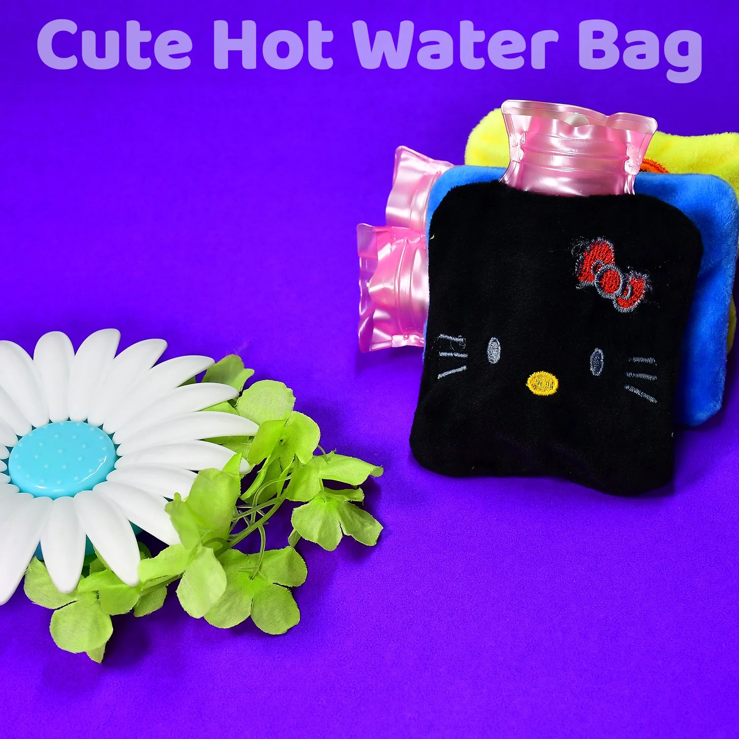 Black Small Hot Water Bag with Cover – Pain Relief & Warmer - Image 6