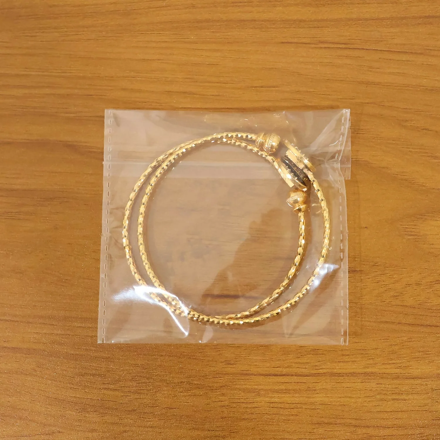 Black Stone Gold Plated Open Bangle Bracelet for Women - Image 6