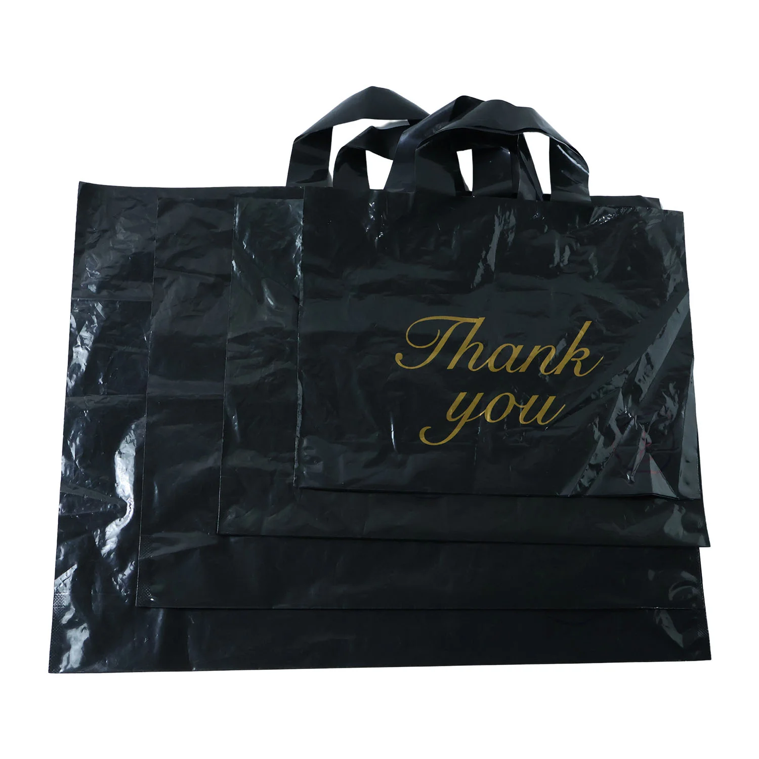 black thank you printed carry bags mix size (4 Pc Set) - Image 5