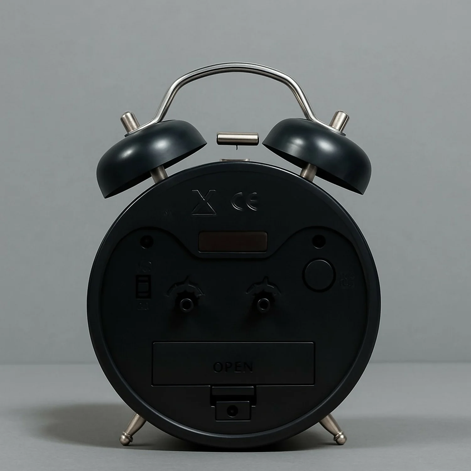 Black Twin Bell Alarm Clock – Loud Analog Desk Clock with Green Numbers - Image 3