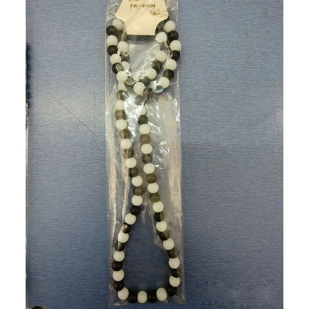 Black & White Beads Necklace & Evil Eye Bracelet Combo - Image 5